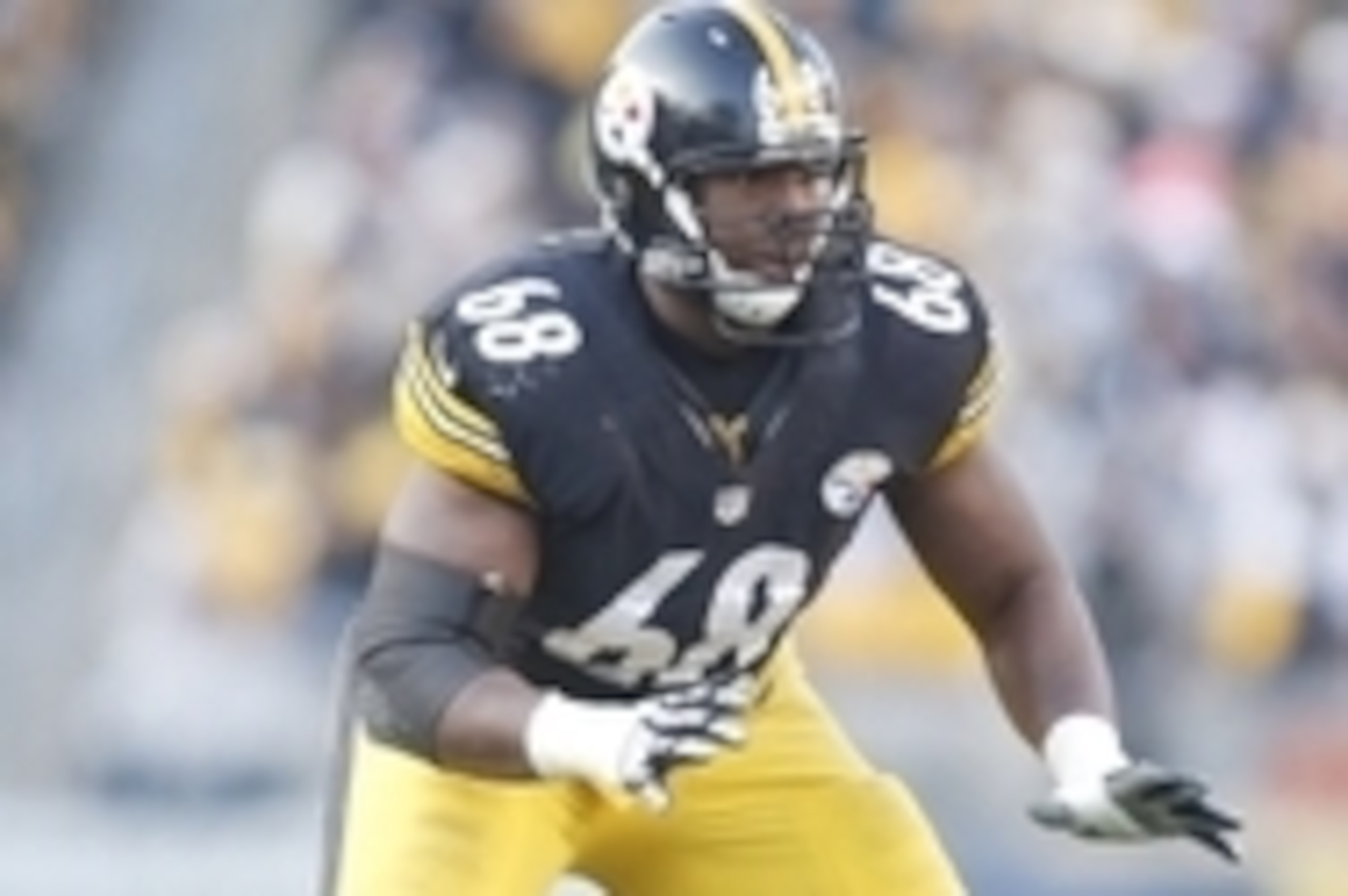 Dec 21, 2014; Pittsburgh, PA, USA; Pittsburgh Steelers tackle Kelvin Beachum (68) blocks at the line of scrimmage against the Kansas City Chiefs during the fourth quarter at Heinz Field. The Steelers won 20-12. Mandatory Credit: Charles LeClaire-USA TODAY Dec 21, 2014; Pittsburgh, PA, USA; Pittsburgh Steelers tackle Kelvin Beachum (68) blocks at the line of scrimmage against the Kansas City Chiefs during the fourth quarter at Heinz Field. The Steelers won 20-12. Mandatory Credit: Charles LeClaire-USA TODAY