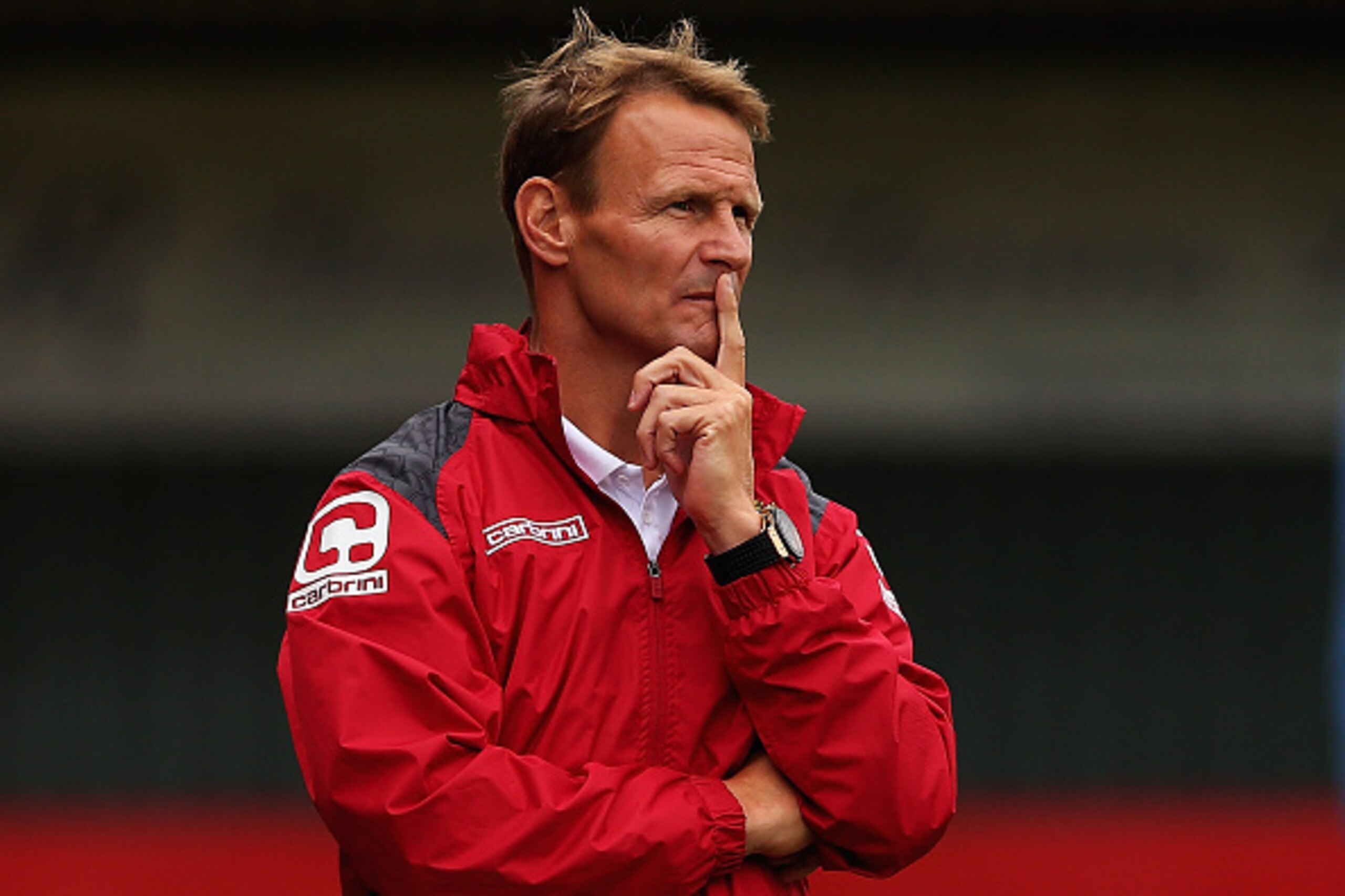 STEVENAGE, ENGLAND - AUGUST 01:  Teddy Sheringham, Manager of Stevenage looks on during a pre-season friendly match between Stevenage and Tottenham XI at the Lamax Stadium on August 1, 2015 in Stevenage, England.  (Photo by Matthew Lewis/Getty Images)