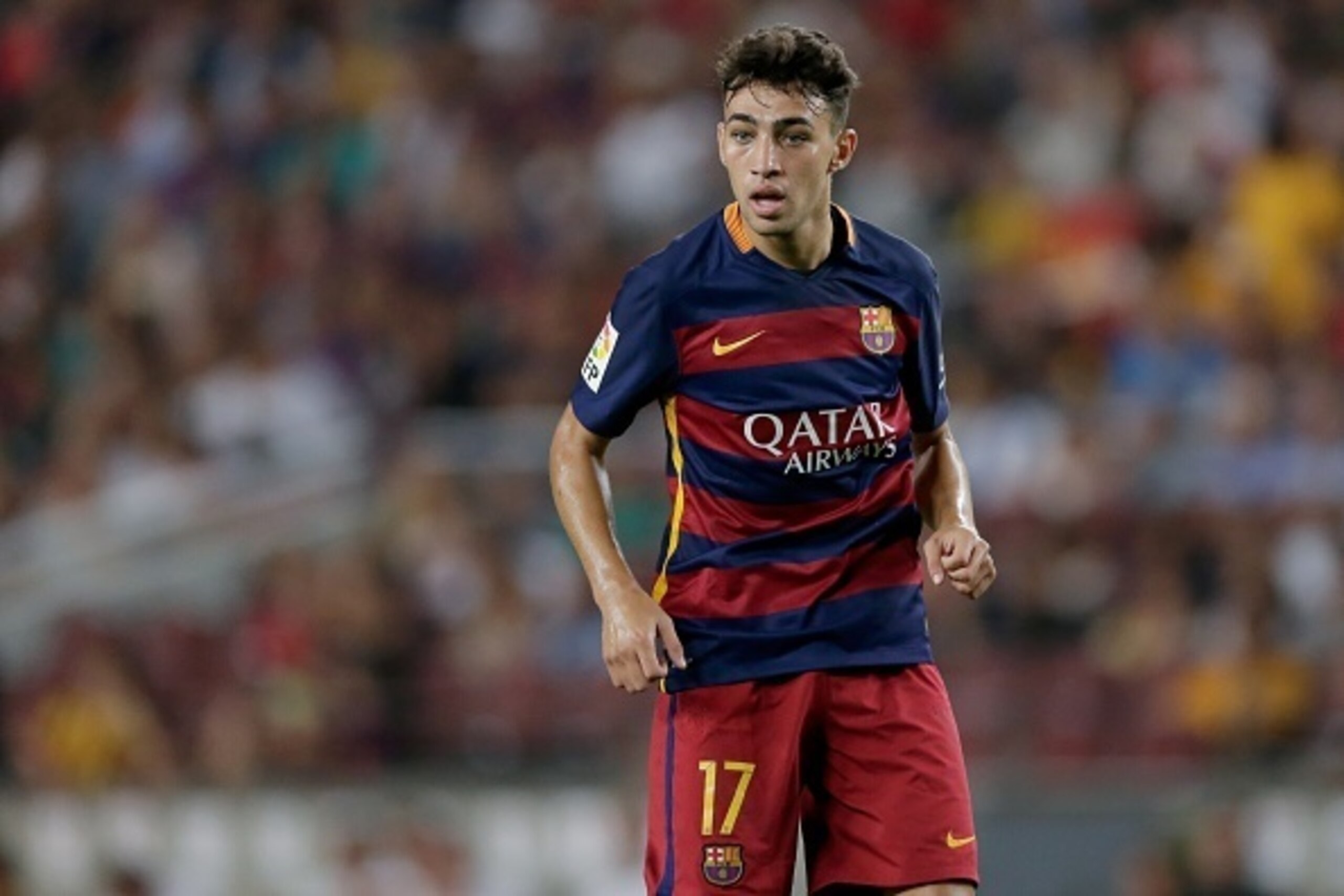 Munir El Haddadi of FC Barcelona during the Joan Gamper Trophy match between Barcelona and AS Roma on August 5, 2015 at the Camp Nou stadium in Barcelona, Spain.(Photo by VI Images via Getty Images)