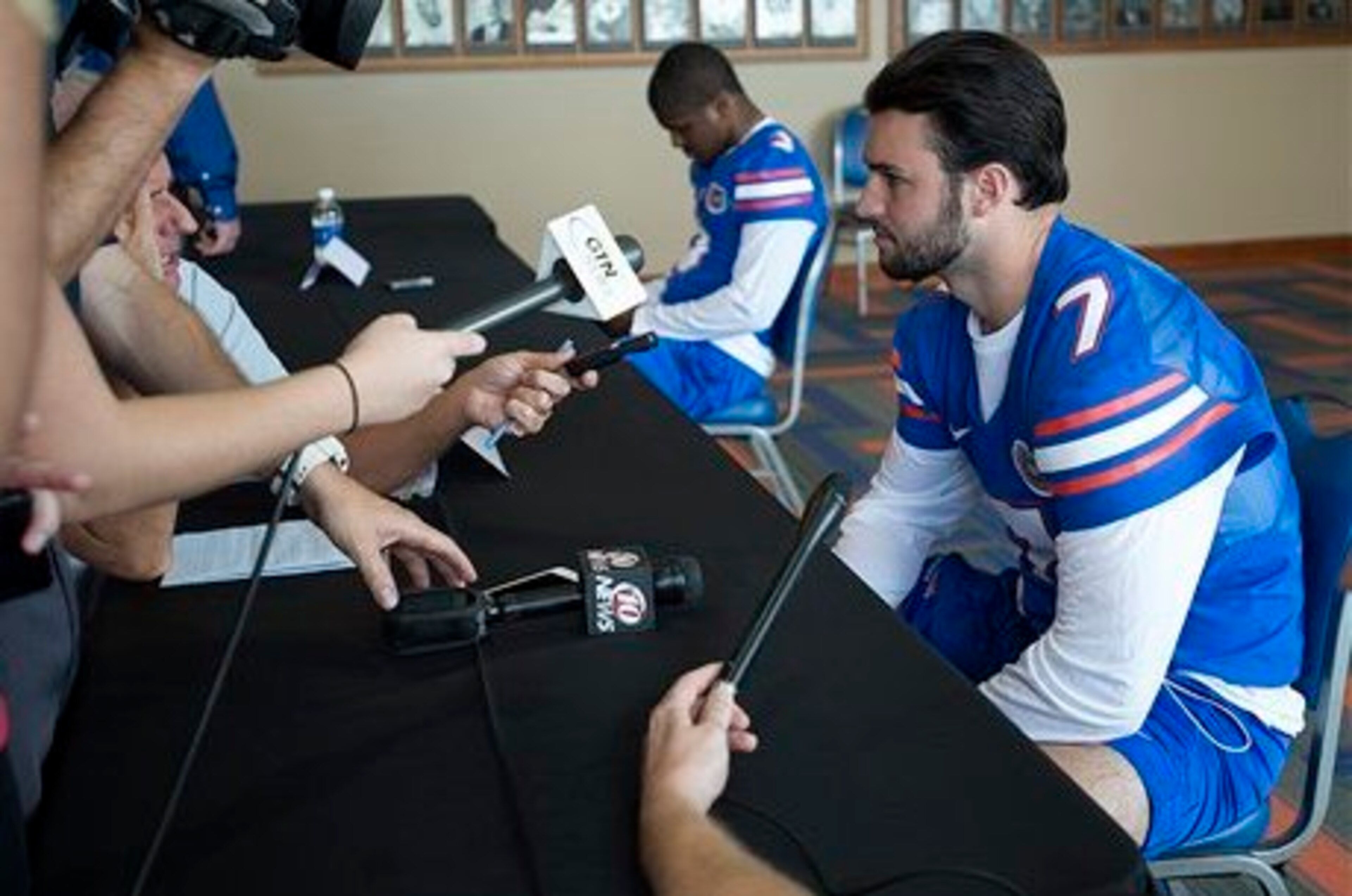 Florida QBs Will Grier (front) and Treon Harris (back)