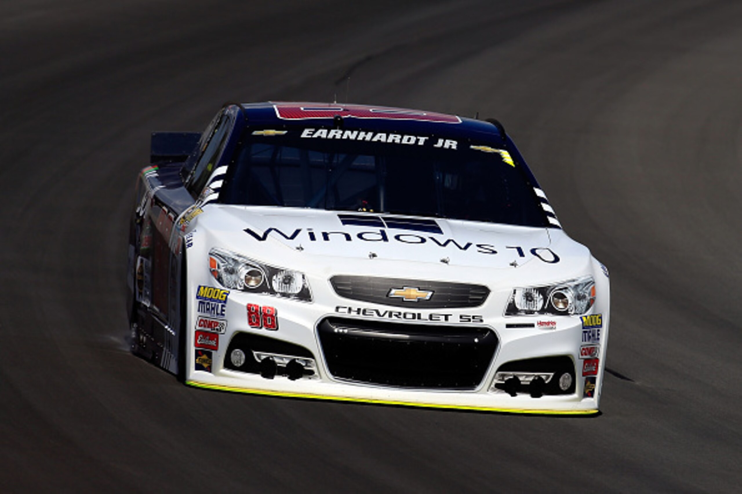 LONG POND, PA - AUGUST 01:  Dale Earnhardt Jr., driver of the #88 Microsoft Chevrolet, practices for the NASCAR Sprint Cup Series Windows 10 400 at Pocono Raceway on August 1, 2015 in Long Pond, Pennsylvania.  (Photo by Chris Trotman/Getty Images)
