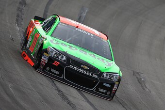 SPARTA, KY - JULY 10:  Danica Patrick, driver of the #10 GoDaddy Chevrolet, practices for the NASCAR Sprint Cup Series Quaker State 400 Presented by Advance Auto Parts at Kentucky Speedway on July 10, 2015 in Sparta, Kentucky.  (Photo by Sarah Crabill/Get