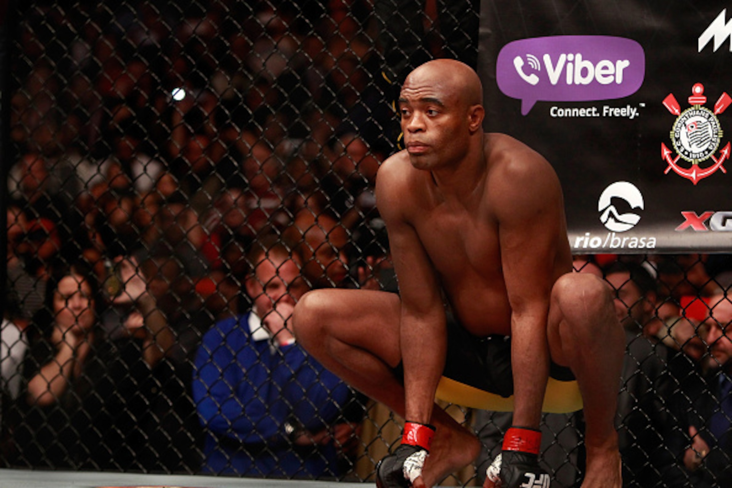 LAS VEGAS, NV - JANUARY 31:  Anderson Silva waits for the start of a middleweight fight against Nick Diaz during UFC 183 at the MGM Grand Garden Arena on January 31, 2015 in Las Vegas, Nevada. Silva won by unanimous decision.  (Photo by Steve Marcus/Getty
