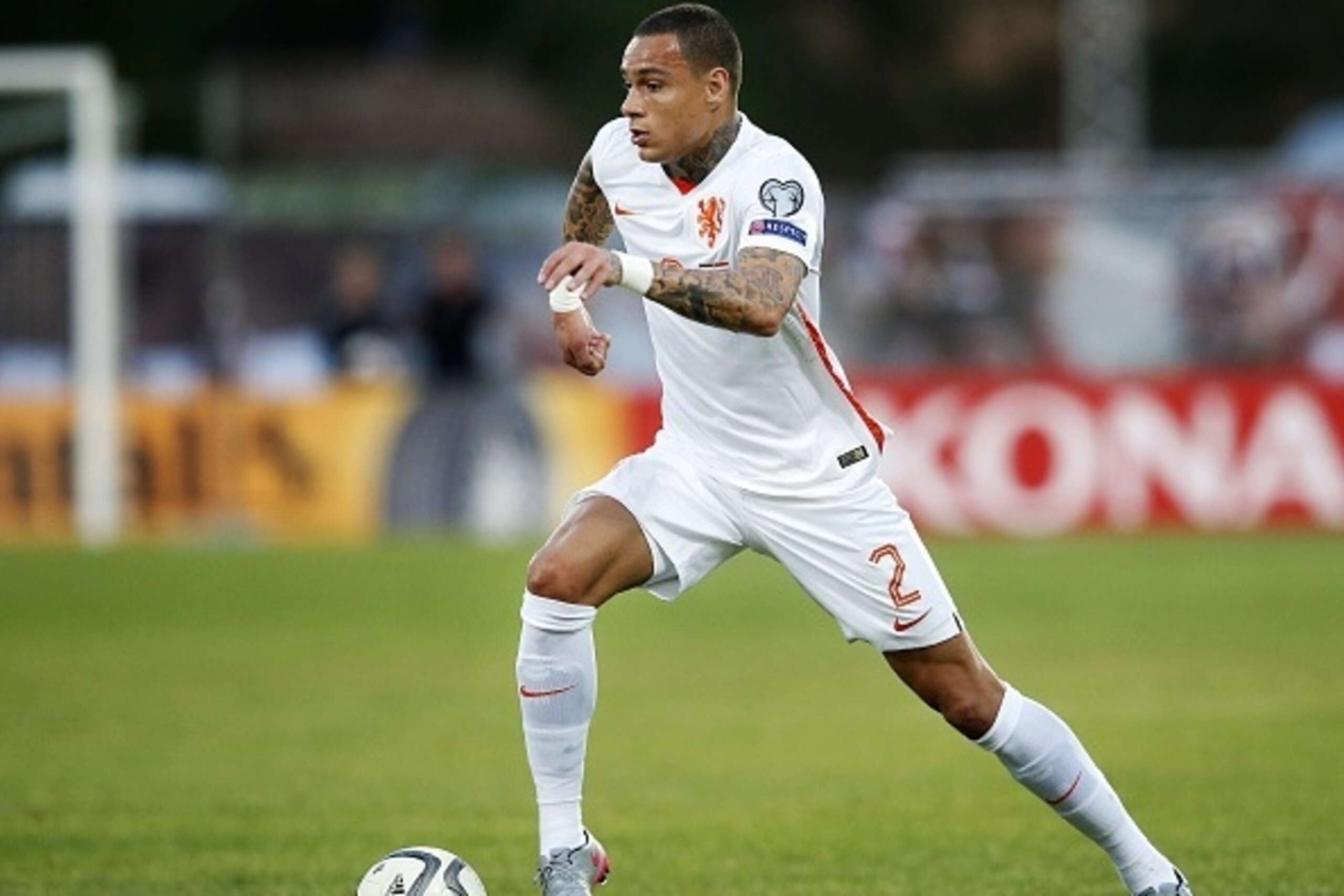 Gregory van der Wiel of the Netherlands during the UEFA EURO 2016 qualifying match between Latvia and The Netherlands on June 12, 2015 at the Skonto stadium in Riga, The Netherlands.(Photo by VI Images via Getty Images)
