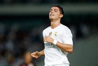 SHANGHAI, CHINA - JULY 30:  Cristiano Ronaldo of Real Madrid looks on during the International Champions Cup match between Real Madrid and AC Milan at Shanghai Stadium on July 30, 2015 in Shanghai, China.  (Photo by Lintao Zhang/Getty Images)