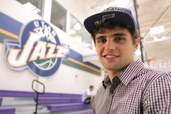 SALT LAKE CITY, UT - June 28:  Raul Neto of the Utah Jazz poses for a photo after a press conference at the Zions Bank Basketball Center on June 28, 2013 in Salt Lake City, Utah. NOTE TO USER: User expressly acknowledges and agrees that, by downloading an