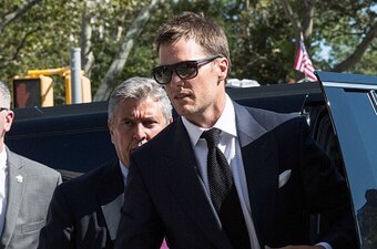 NEW YORK, NY - AUGUST 12:  New England Patriots' quarterback Tom Brady arrives at federal court to appeal the National Football League's (NFL) decision to suspend him for four games of the 2015 season on August 12, 2015 in New York City. The NFL alleges t