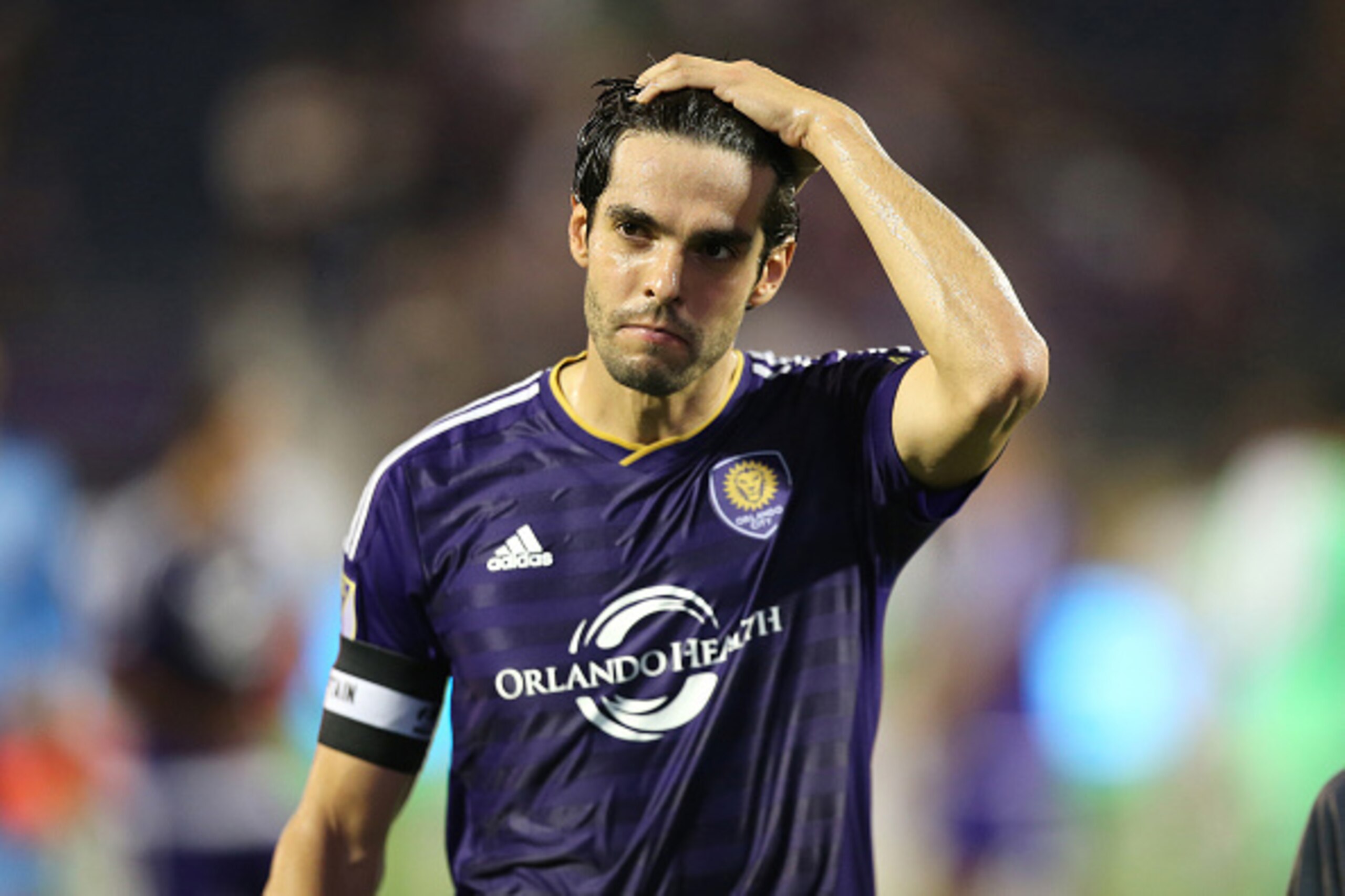ORLANDO, FL - AUGUST 08: Kaka #10 of Orlando City SC is seen walking off the pitch after a MLS soccer match between the Philadelphia Union and the Orlando City SC at the Orlando Citrus Bowl on August 8, 2015 in Orlando, Florida. The game ended in a 0-0 dr