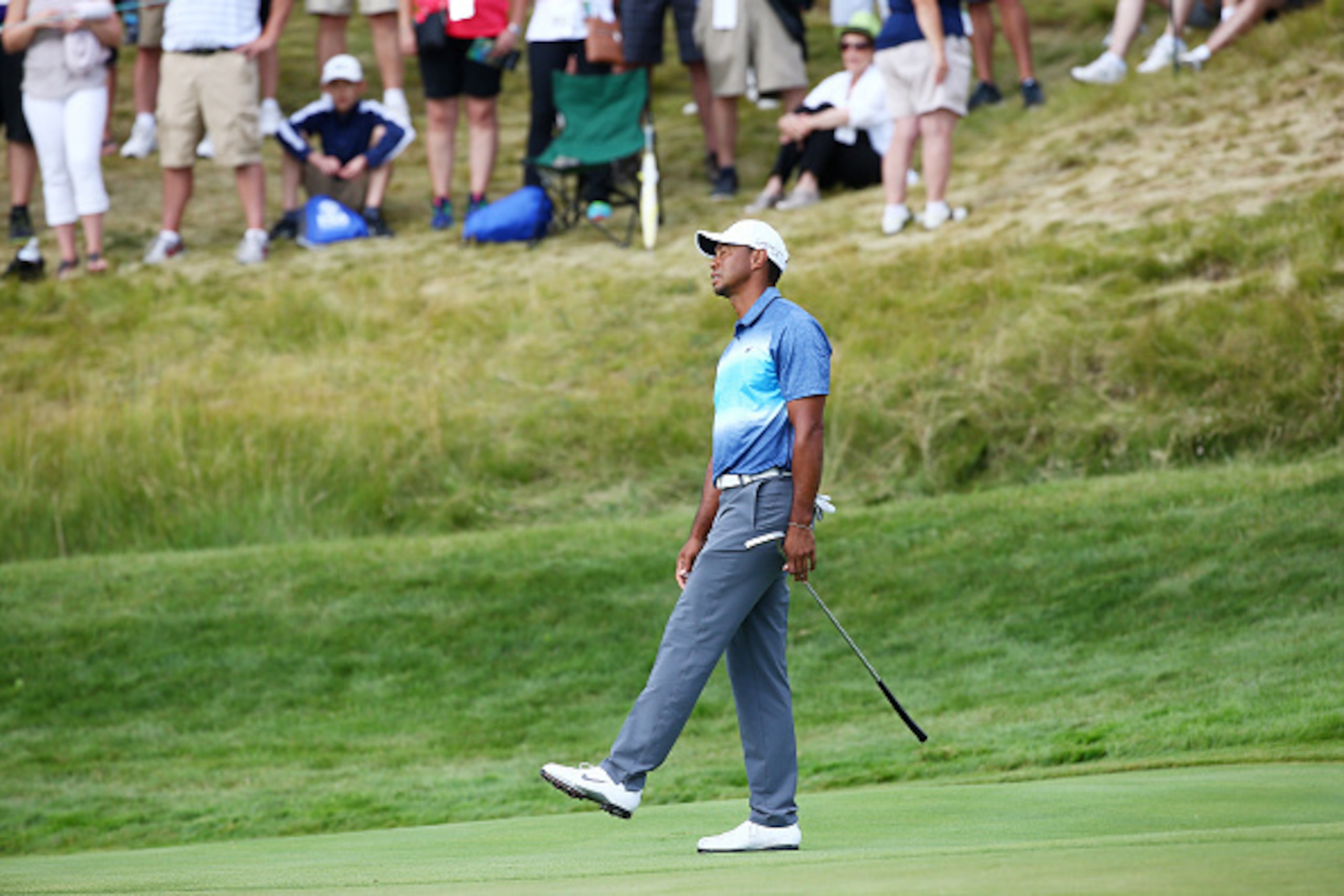 SHEBOYGAN, WI - AUGUST 13:  Tiger Woods of the United States reacts to a missed putt on the 11th green during the first round of the 2015 PGA Championship at Whistling Straits on August 13, 2015 in Sheboygan, Wisconsin.  (Photo by Tom Pennington/Getty Ima