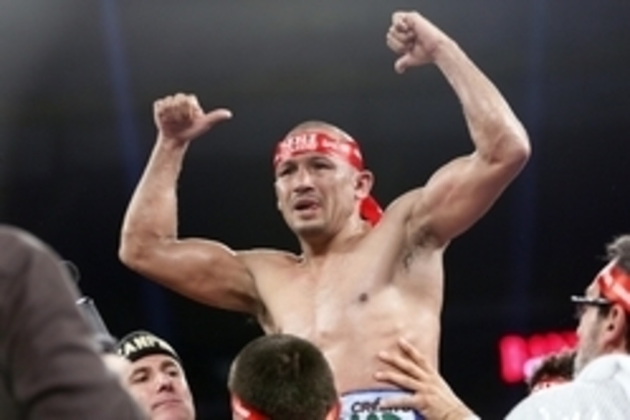Mar 1, 2014; San Antonio, TX, USA; Orlando Salido reacts after defeating Vasyl Lomachenko (not pictured) during their WBO world featherweight title bout at Alamodome. Mandatory Credit: Soobum Im-USA TODAY Sports