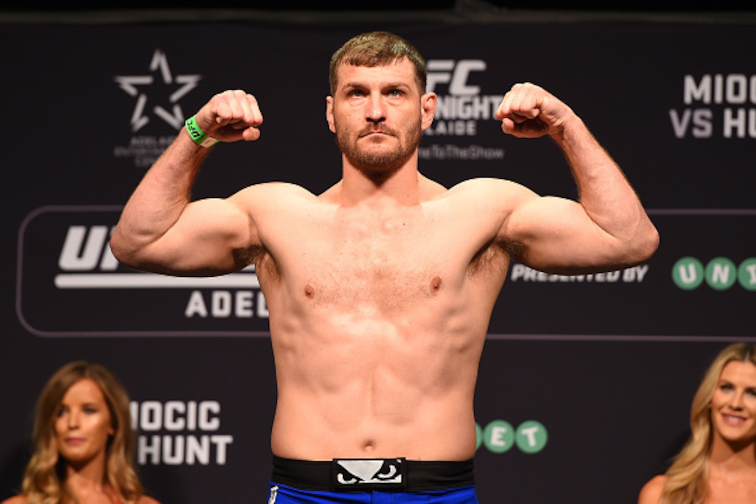 ADELAIDE, AUSTRALIA - MAY 09:   Stipe Miocic of the United States weighs in during the UFC weigh-in event at the Adelaide Entertainment Centre on May 9, 2015 in Adelaide, Australia. (Photo by Josh Hedges/Zuffa LLC/Zuffa LLC via Getty Images)