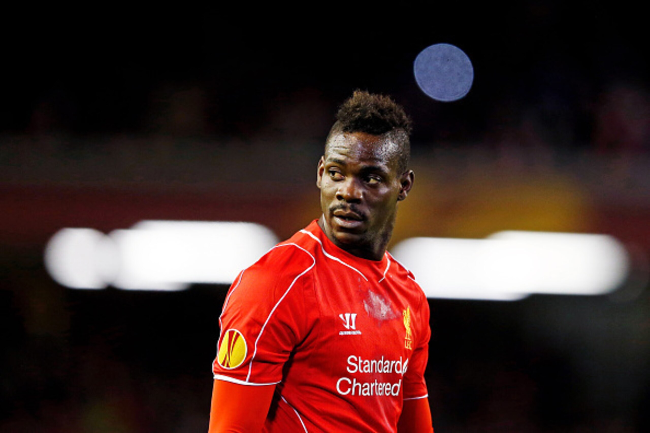 LIVERPOOL, ENGLAND - FEBRUARY 19:  Mario Balotelli of Liverpool looks on during the UEFA Europa League Round of 32 match between Liverpool FC and Besiktas JK at Anfield on February 19, 2015 in Liverpool, United Kingdom.  (Photo by Julian Finney/Getty Imag