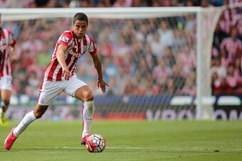 STOKE, ENGLAND - AUGUST 09:  Ibrahim Afellay of Stoke City during the Barclays Premier League match between Stoke City and Liverpool at the Britannia Stadium on August 09, 2015 in Stoke, England.  (Photo by Matthew Ashton - AMA/Getty Images)