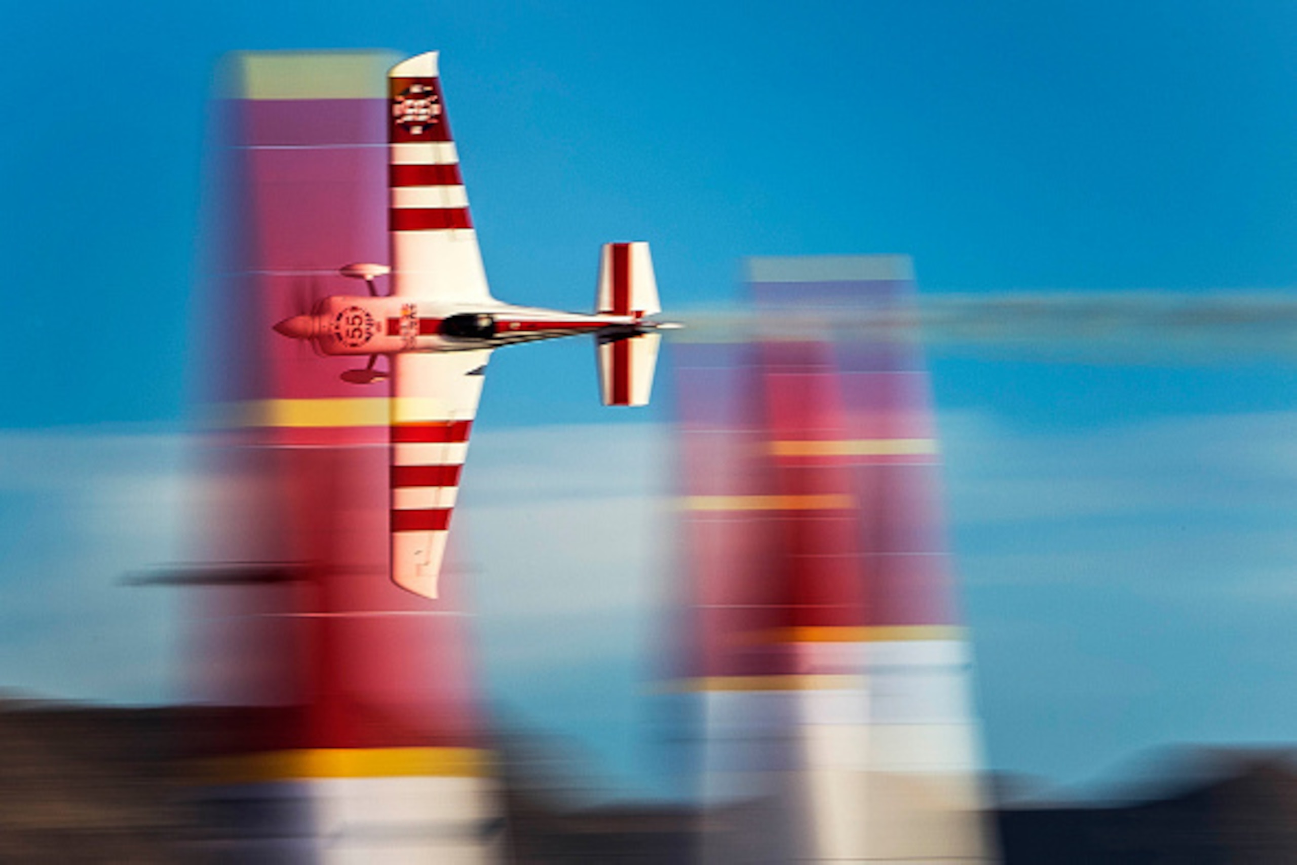 LAS VEGAS, NV - OCTOBER 11: (EDITORIAL USE ONLY) Paul Bonhomme of Great Britain performs during the qualifying for the seventh stage of the Red Bull Air Race World Championship at the Las Vegas Motor Speedway in Las Vegas, Nevada, United States on Octo LAS VEGAS, NV - OCTOBER 11: (EDITORIAL USE ONLY) Paul Bonhomme of Great Britain performs during the qualifying for the seventh stage of the Red Bull Air Race World Championship at the Las Vegas Motor Speedway in Las Vegas, Nevada, United States on Octo