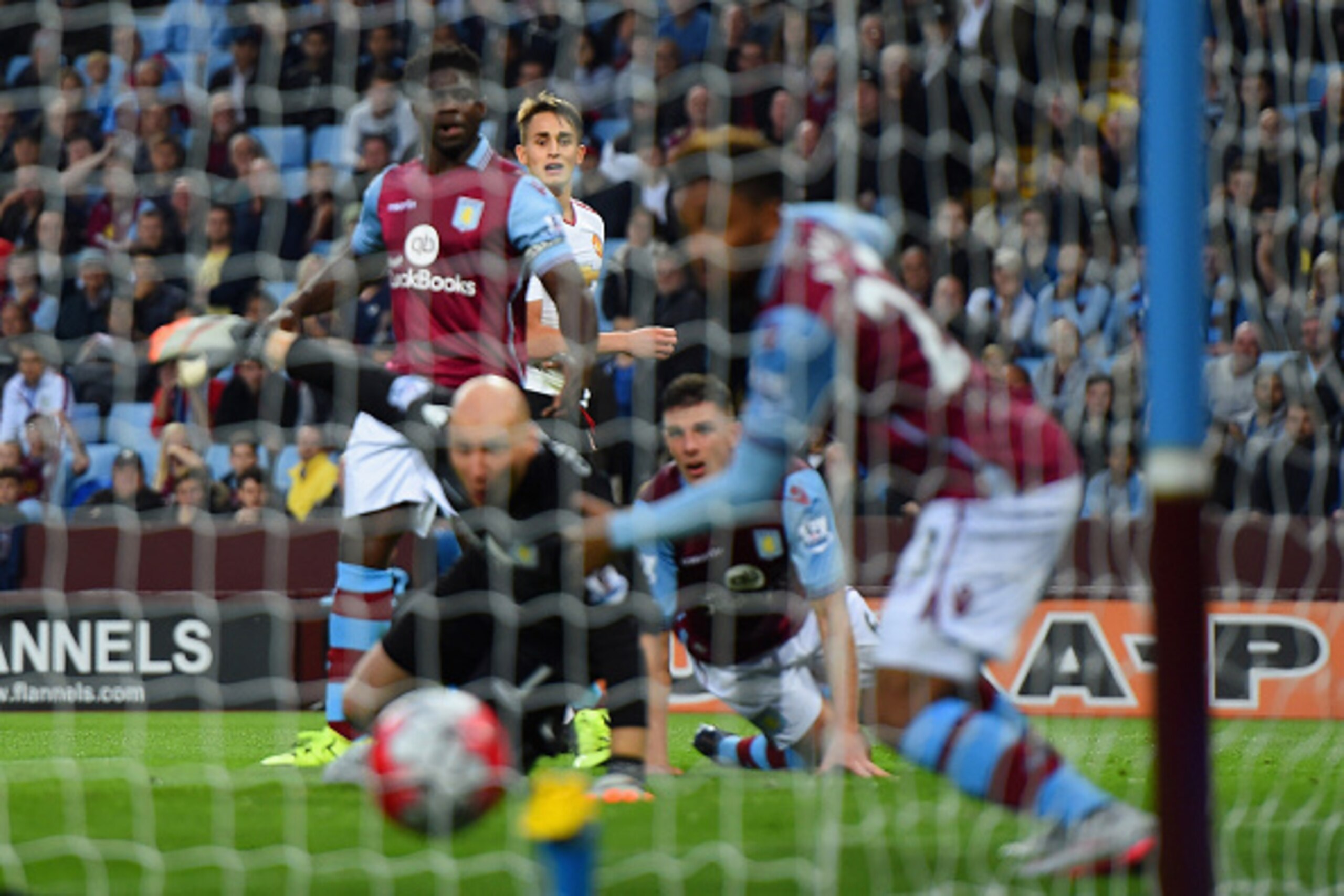 BIRMINGHAM, ENGLAND - AUGUST 14: Adnan Januzaj of Manchester United scores the opening goal  during the Barclays Premier League match between Aston Villa and Manchester United on August 14, 2015 in Birmingham, United Kingdom.  (Photo by Laurence Griffiths
