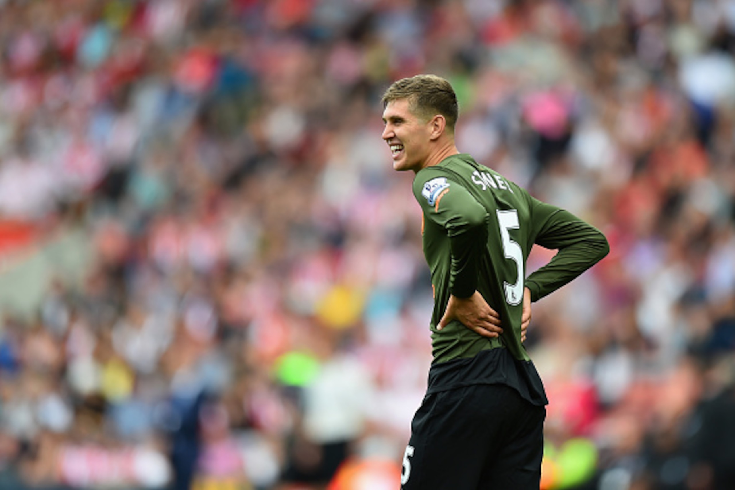 SOUTHAMPTON, ENGLAND - AUGUST 15: John Stones of Everton looks on during the Barclays Premier League match between Southampton and Everton at St Mary's Stadium on August 15, 2015 in Southampton, United Kingdom.  (Photo by Christopher Lee/Getty Images)