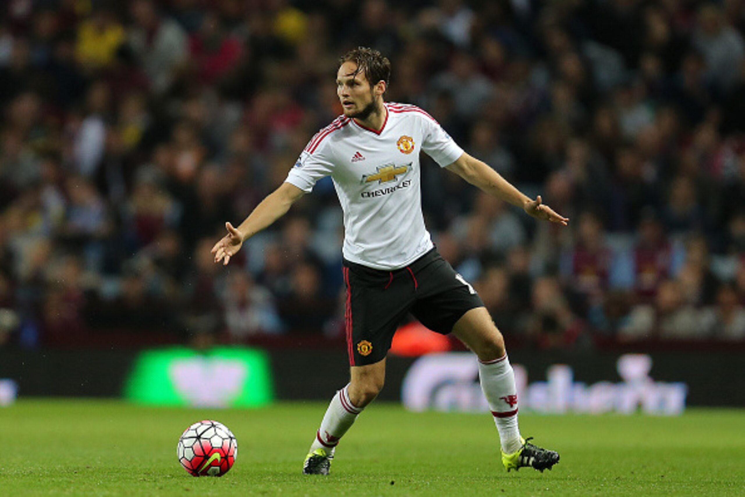 BIRMINGHAM, ENGLAND - AUGUST 14:  Daley Blind of Manchester United during the Barclays Premier League match between Aston Villa and Manchester United at Villa Park on August 14, 2015 in Birmingham, England.  (Photo by James Baylis - AMA/Getty Images)