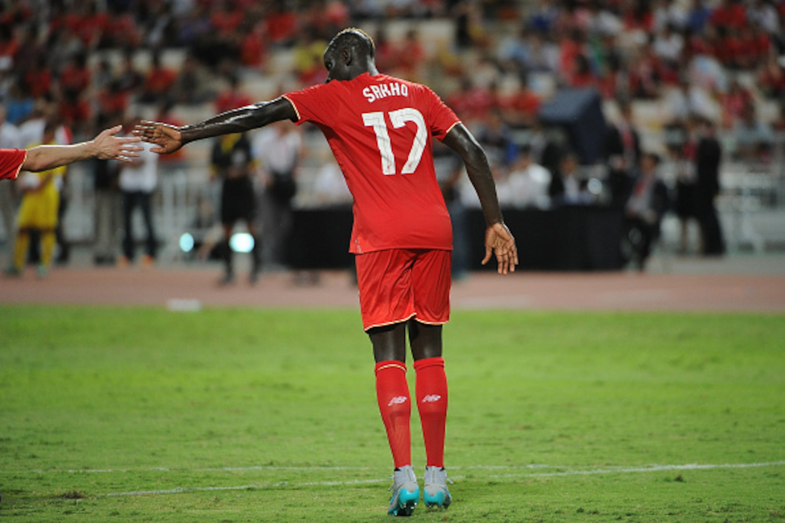 BANGKOK, THAILAND - JULY 14:  Mamadou Sakho of Liverpool celebrates his goal during the international friendly match between Thai Premier League All Stars and Liverpool FC at Rajamangala Stadium on July 14, 2015 in Bangkok, Thailand.  (Photo by Robertus P