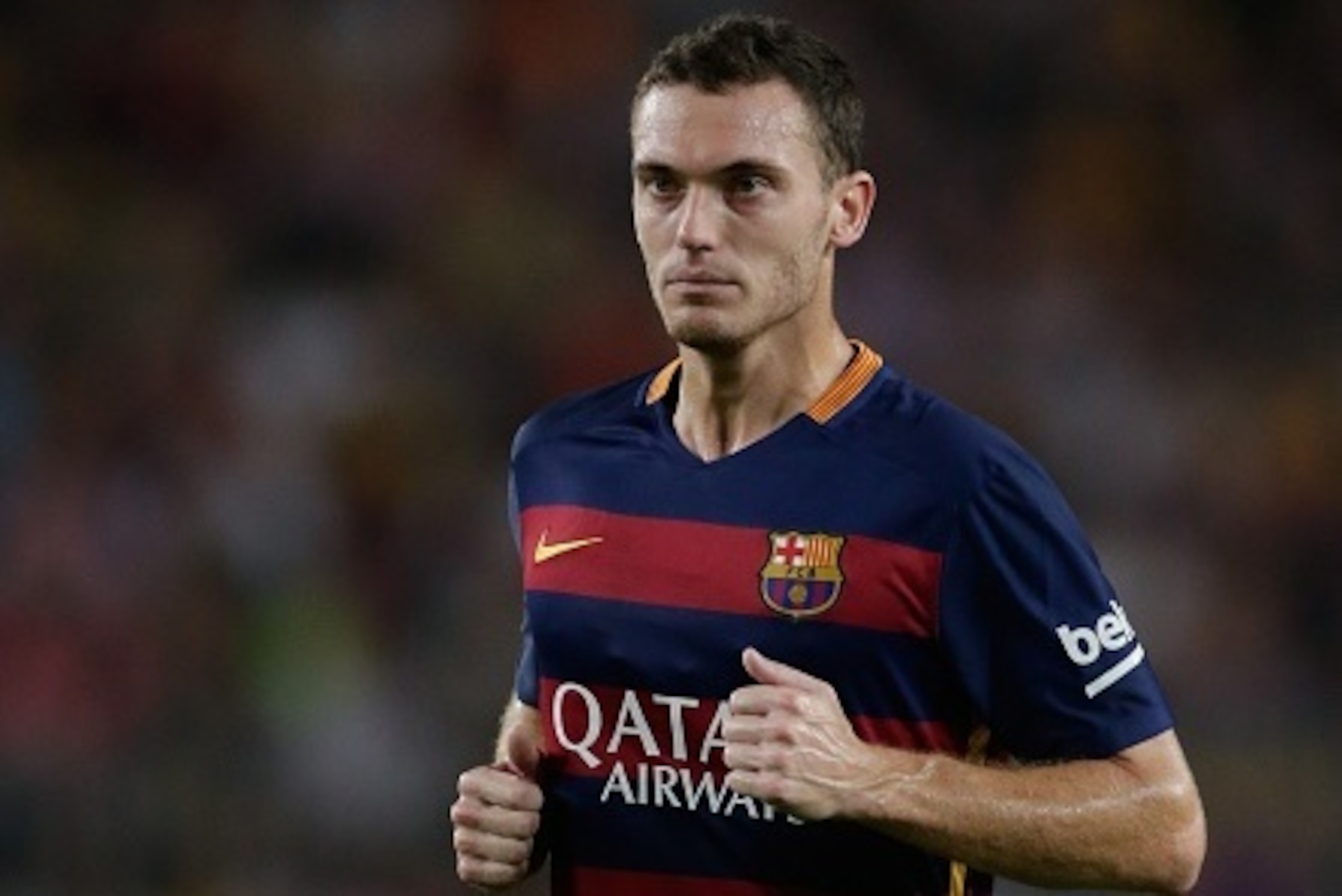 Thomas Vermaelen of FC Barcelona during the Joan Gamper Trophy match between Barcelona and AS Roma on August 5, 2015 at the Camp Nou stadium in Barcelona, Spain.(Photo by VI Images via Getty Images)