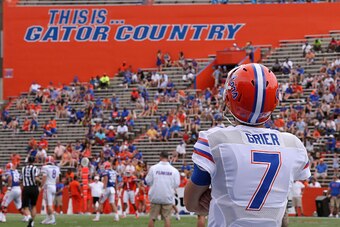 GAINESVILLE, FL - APRIL 11:  Florida Gators quarterback Will Grier #7 looks on during the spring football game on April 11, 2015 in Gainesville, Florida.  (Photo by Rob Foldy/Getty Images)
