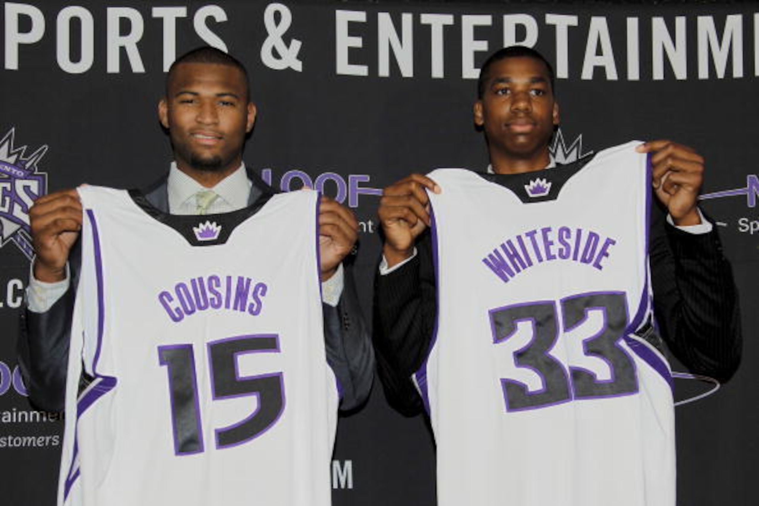 SACRAMENTO, CA - JUNE 26: DeMarcus Cousins #15 and Hassan Whiteside #33 of the Sacramento Kings on June 26, 2010 at the ARCO Arena in Sacramento, California. NOTE TO USER: User expressly acknowledges and agrees that, by downloading and/or using this Photo
