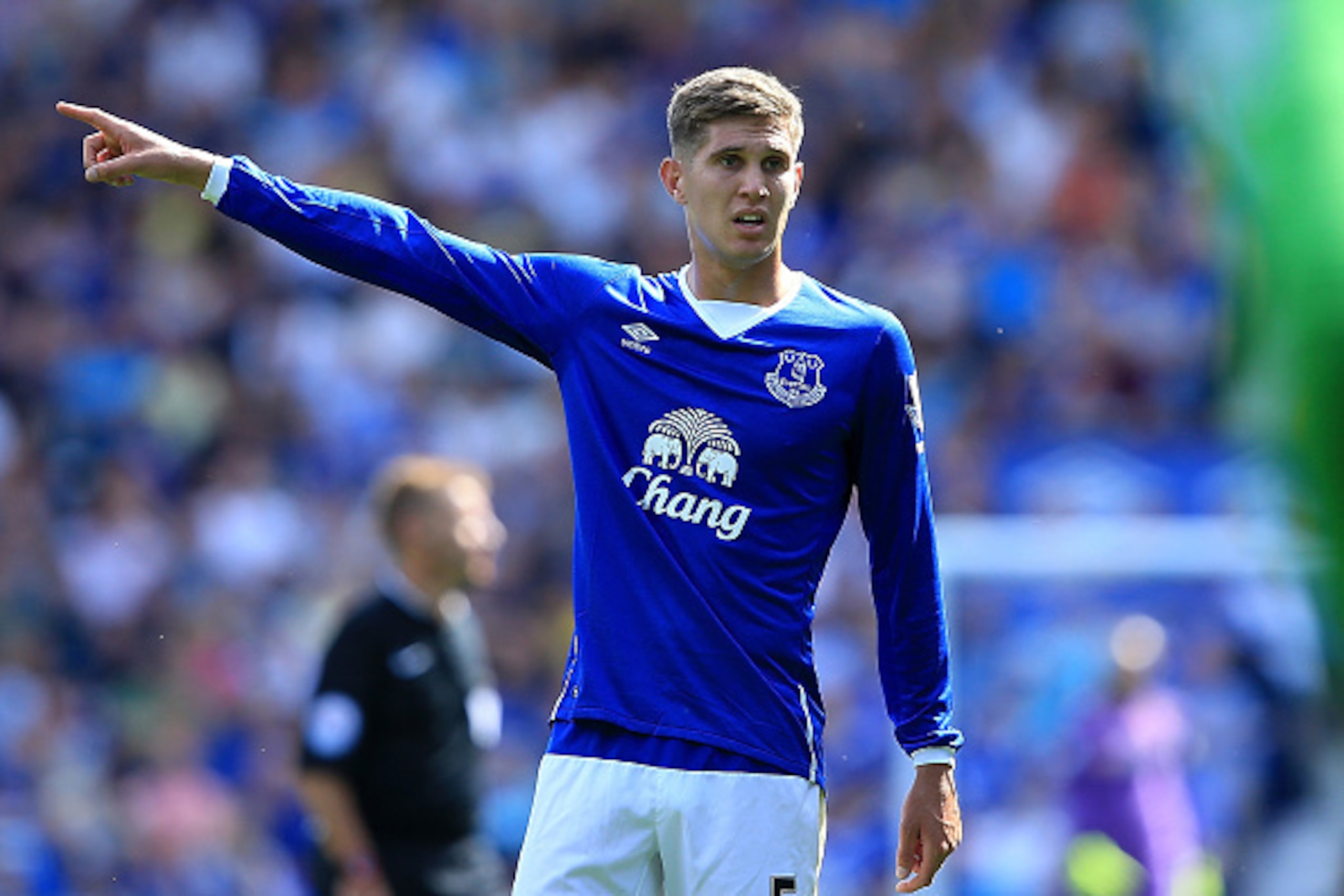 LIVERPOOL, ENGLAND - AUGUST 08:  John Stones of Everton during the Barclays Premier League match between Everton and Watford at Goodison Park on August 8, 2015 in Liverpool, England.  (Photo by Jan Kruger/Getty Images)