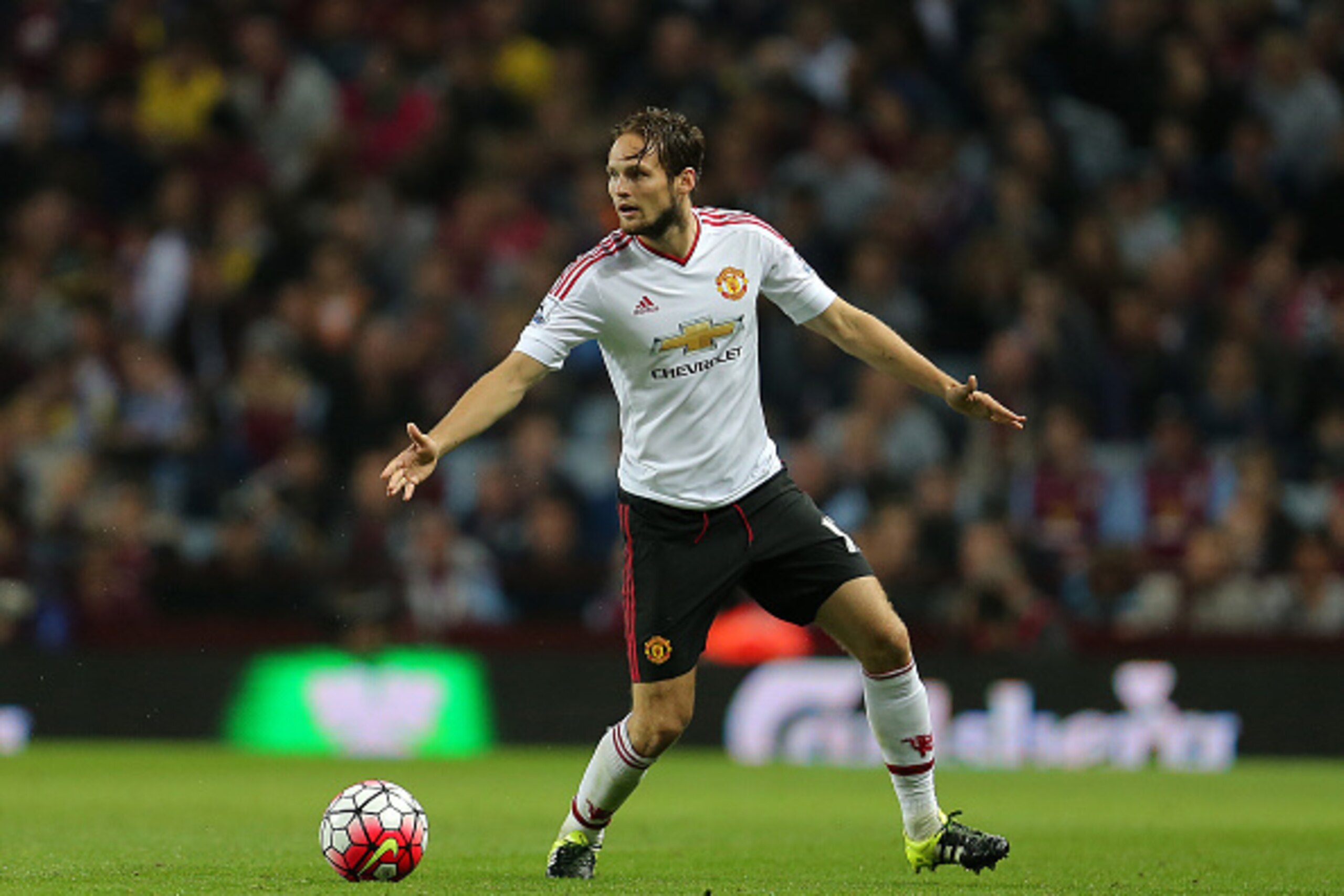 BIRMINGHAM, ENGLAND - AUGUST 14:  Daley Blind of Manchester United during the Barclays Premier League match between Aston Villa and Manchester United at Villa Park on August 14, 2015 in Birmingham, England.  (Photo by James Baylis - AMA/Getty Images)