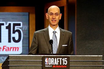 NEW YORK, NY - JUNE 25: Commissioner Adam Silver begins the First Round of the 2015 NBA Draft at the Barclays Center on June 25, 2015 in the Brooklyn borough of  New York City. NOTE TO USER: User expressly acknowledges and agrees that, by downloading and 
