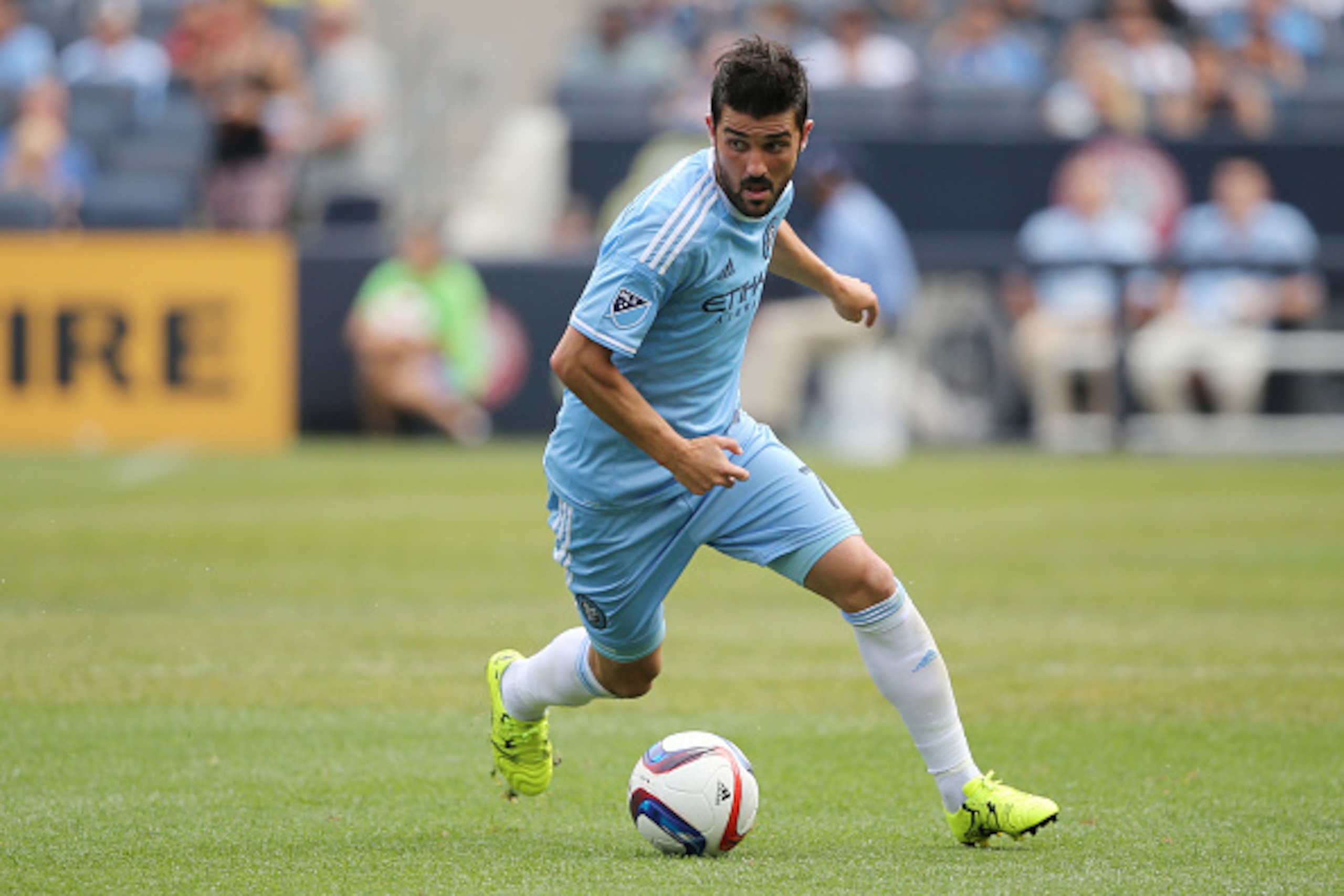 NEW YORK, NY - JULY 12: David Villa of New York City during the MLS match between Toronto FC and New York City at Yankee Stadium on July 12, 2015 in New York City. (Photo by Matthew Ashton - AMA/Getty Images)
