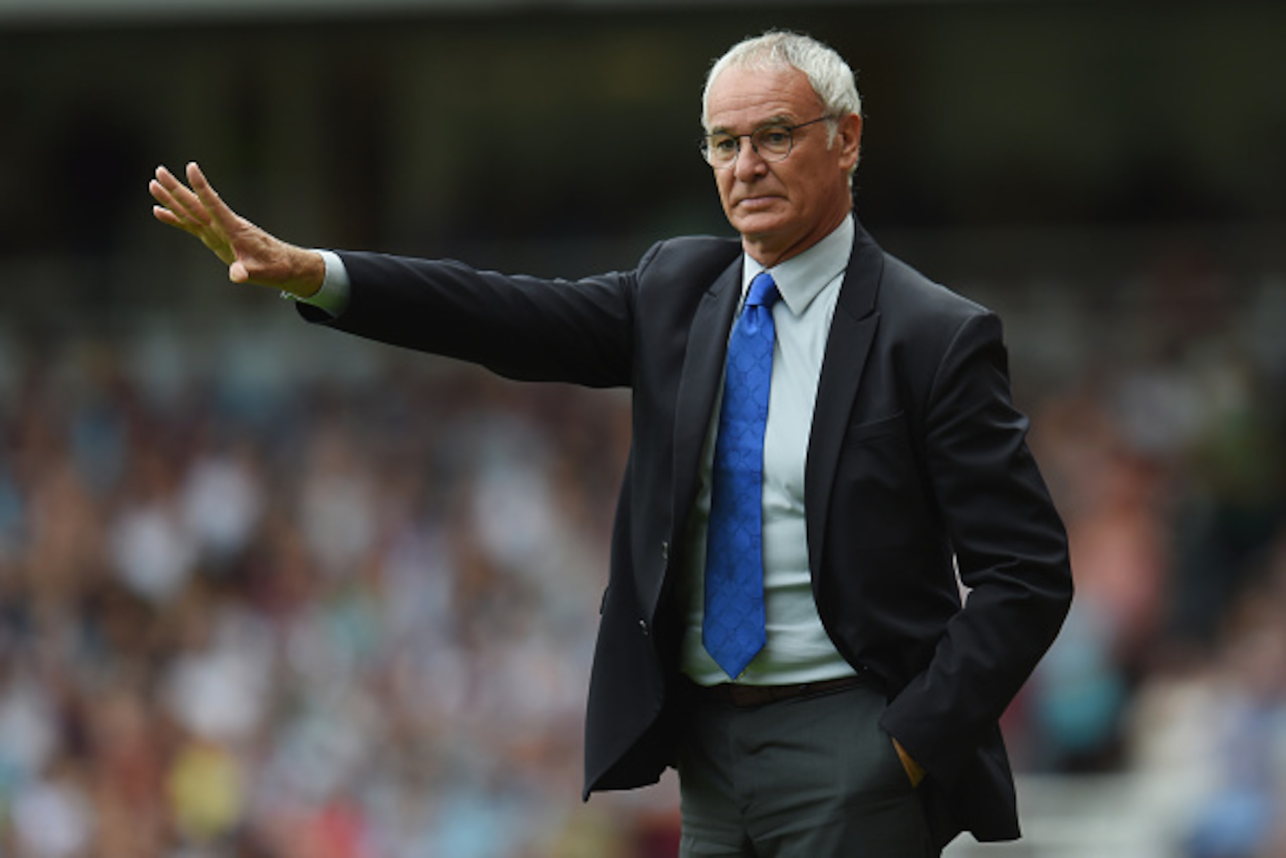 LONDON, ENGLAND - AUGUST 15:  Leicester manager Claudio Ranieri  looks on during the Barclays Premier League match between West Ham United and Leicester City at the Boleyn Ground on August 15, 2015 in London, United Kingdom.  (Photo by Michael Regan/Getty