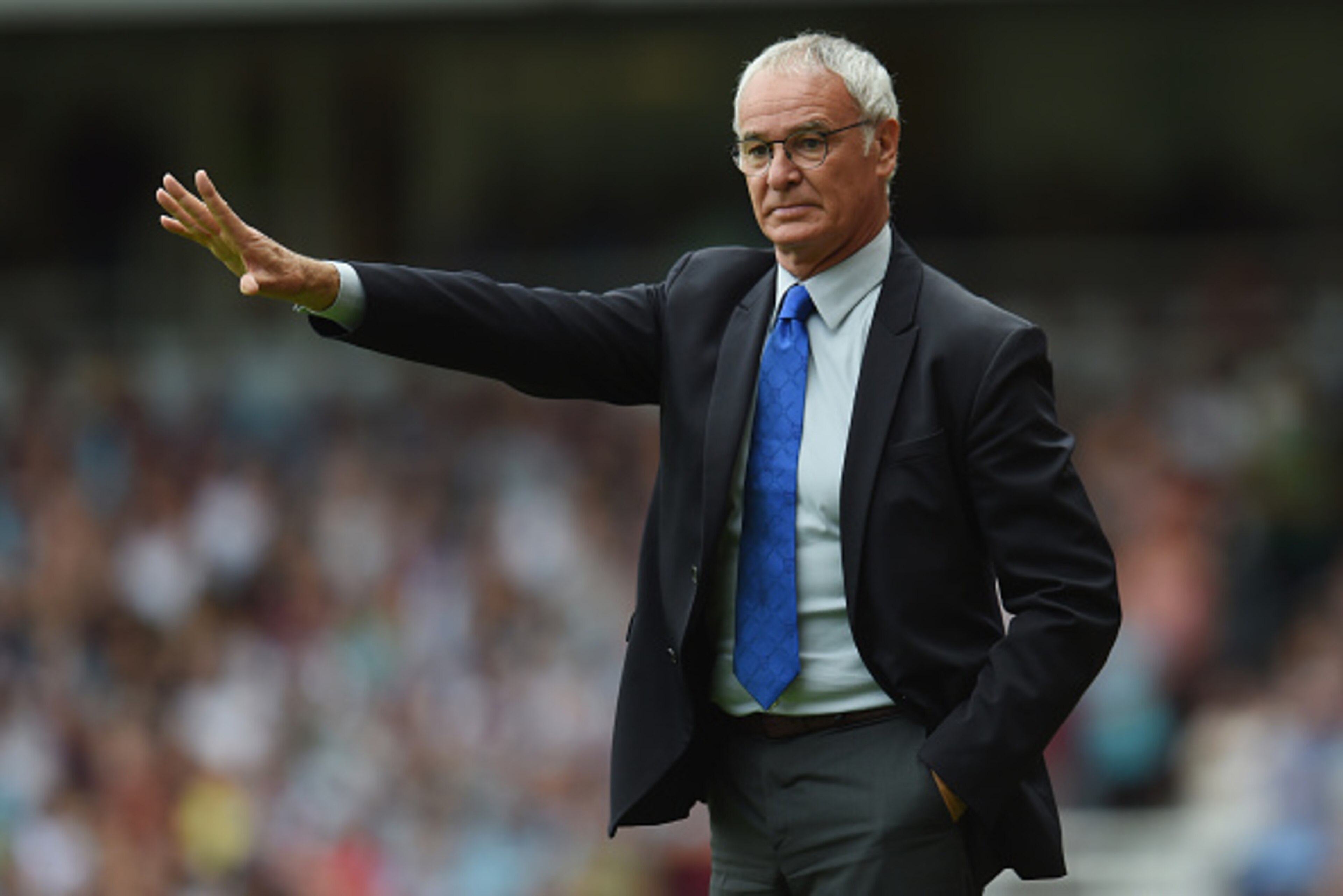 LONDON, ENGLAND - AUGUST 15:  Leicester manager Claudio Ranieri  looks on during the Barclays Premier League match between West Ham United and Leicester City at the Boleyn Ground on August 15, 2015 in London, United Kingdom.  (Photo by Michael Regan/Getty