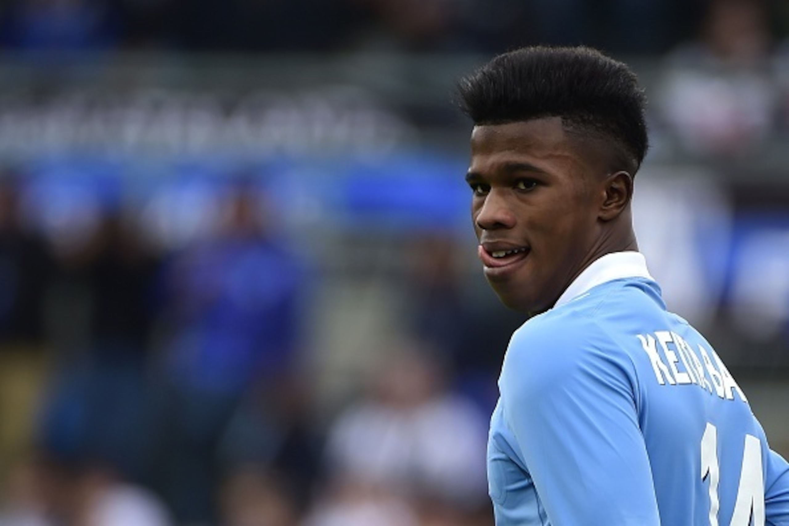 Lazio's forward from Senegal Balde Diao Keita looks on during the Italian Serie A football match Atalanta vs Lazio on May 3, 2015 at the Athleti Azzuri Stadium in Bergamo. AFP PHOTO / OLIVIER MORIN        (Photo credit should read OLIVIER MORIN/AFP/Getty 