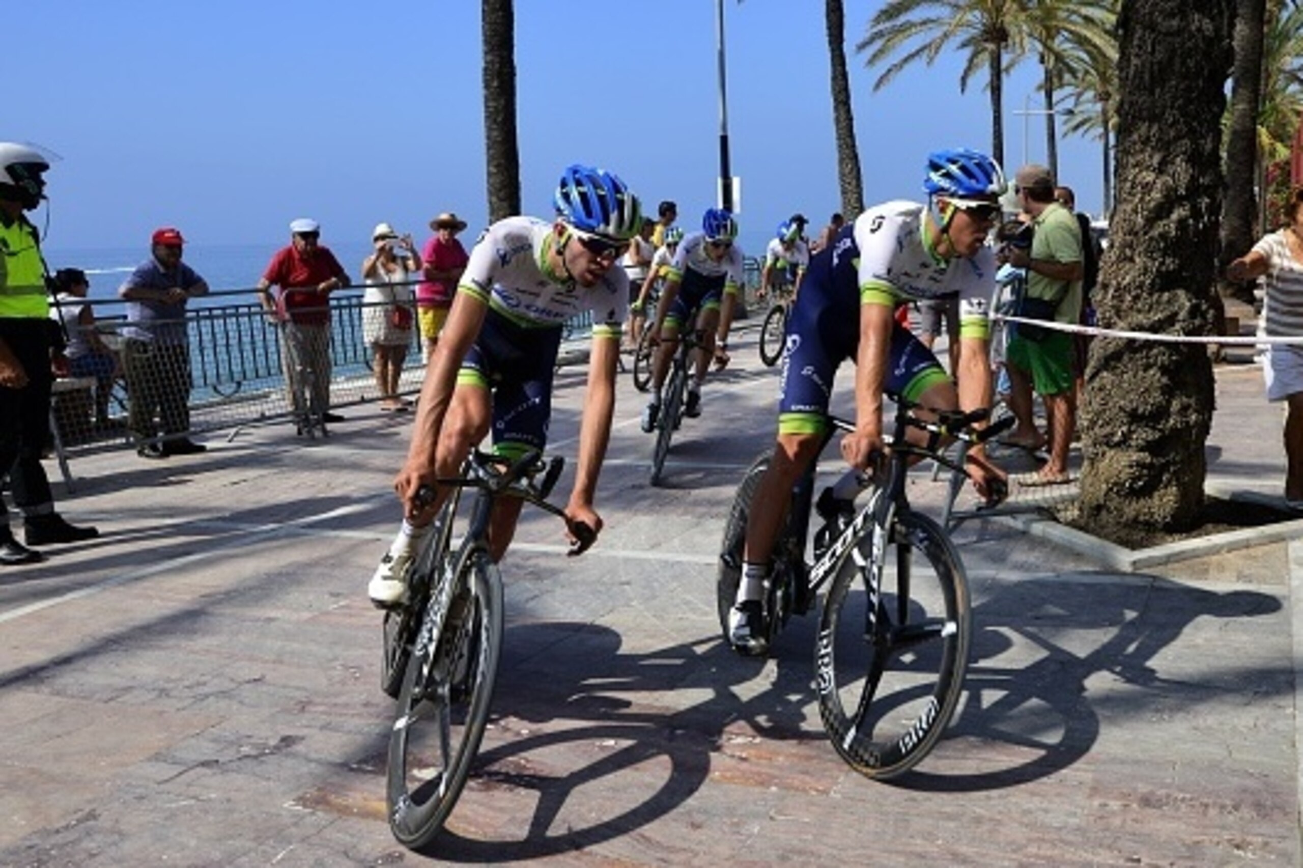 Orica GreenEdge ride before the first stage of the Vuelta a Espana cycling tour, a 7.4 kilometre race-against-the-clock between Puerto Banus Marina and Marbella. Tour of Spain organisers announced yesterday that the first stage will not count towards the 