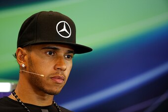 SPA, BELGIUM - AUGUST 20:  Lewis Hamilton of Great Britain and Mercedes GP looks on at a press conference during previews to the Formula One Grand Prix of Belgium at Circuit de Spa-Francorchamps on August 20, 2015 in Spa, Belgium.  (Photo by Charles Coate