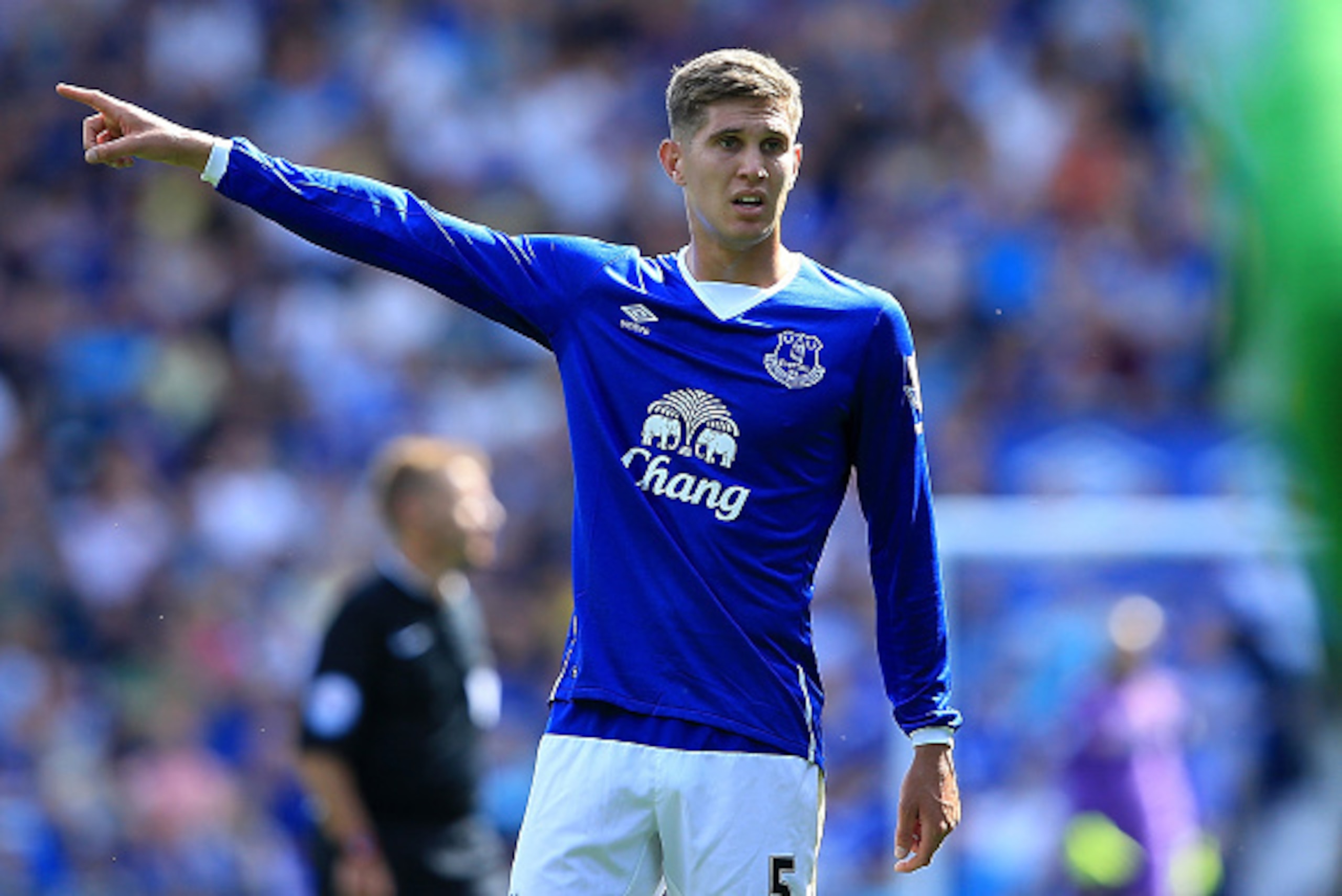 LIVERPOOL, ENGLAND - AUGUST 08:  John Stones of Everton during the Barclays Premier League match between Everton and Watford at Goodison Park on August 8, 2015 in Liverpool, England.  (Photo by Jan Kruger/Getty Images)