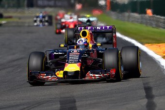 SPA, BELGIUM - AUGUST 23:  Daniel Ricciardo of Australia and Infiniti Red Bull Racing drives during the Formula One Grand Prix of Belgium at Circuit de Spa-Francorchamps on August 23, 2015 in Spa, Belgium.  (Photo by Lars Baron/Getty Images)