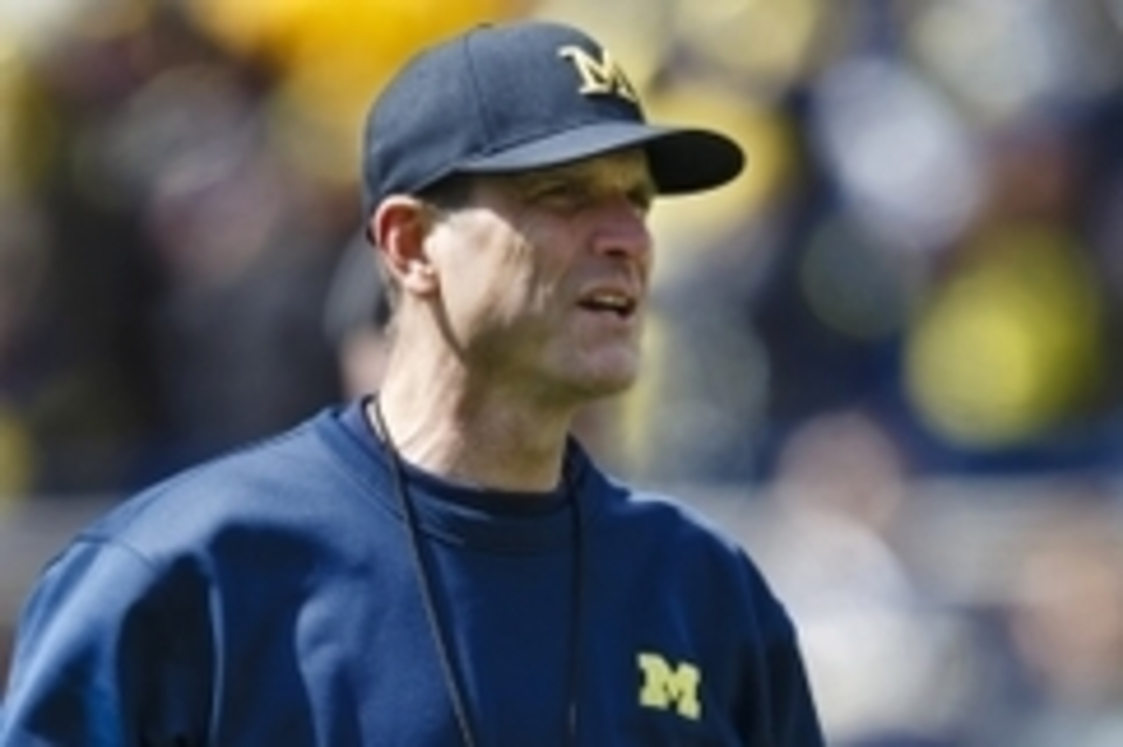 Apr 4, 2015; Ann Arbor, MI, USA; Michigan Wolverines head coach Jim Harbaugh is seen during the Spring football game at Michigan Stadium. Mandatory Credit: Rick Osentoski-USA TODAY Sports