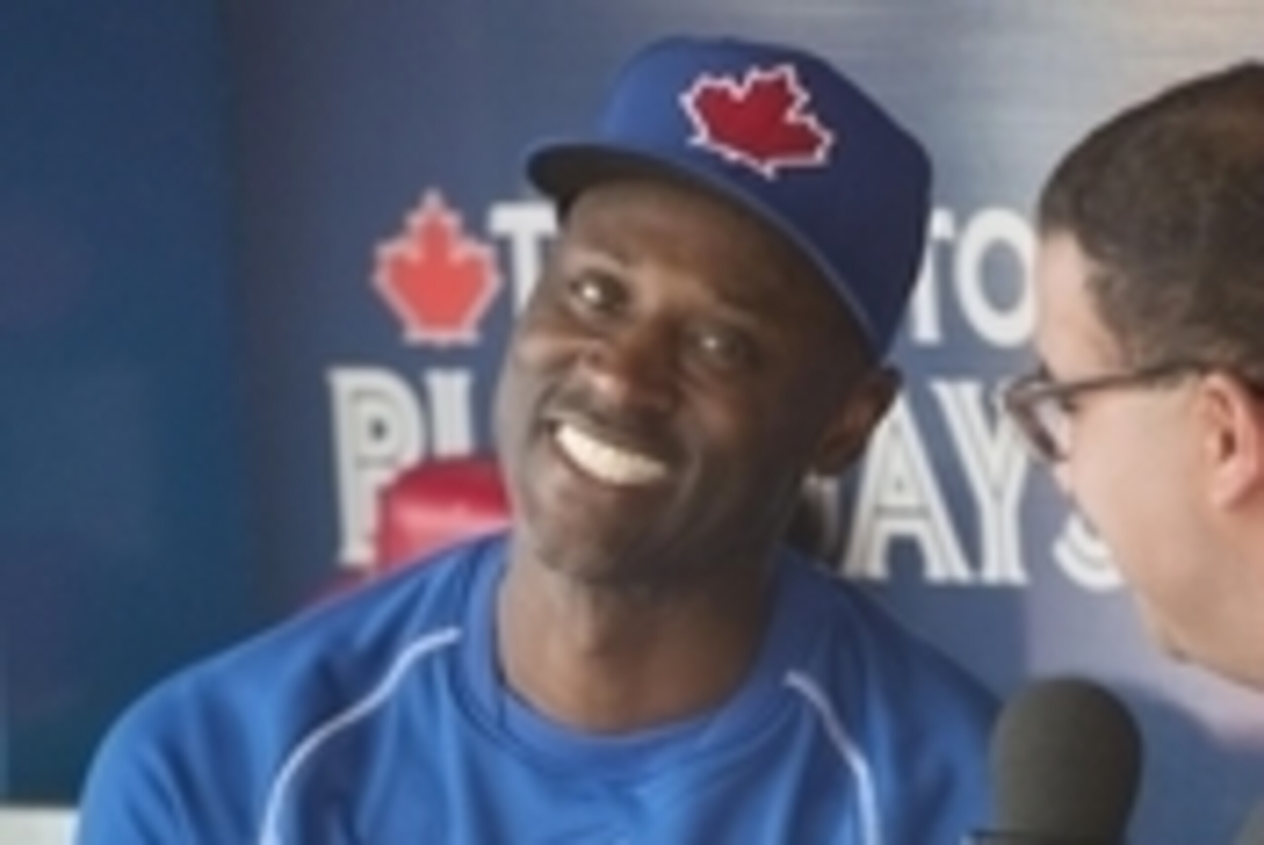 Jul 28, 2015; Toronto, Ontario, CAN; Toronto Blue Jays pitcher LaTroy Hawkins takes with the media during batting practice before a game against the Philadelphia Phillies at Rogers Centre. Mandatory Credit: Nick Turchiaro-USA TODAY Sports