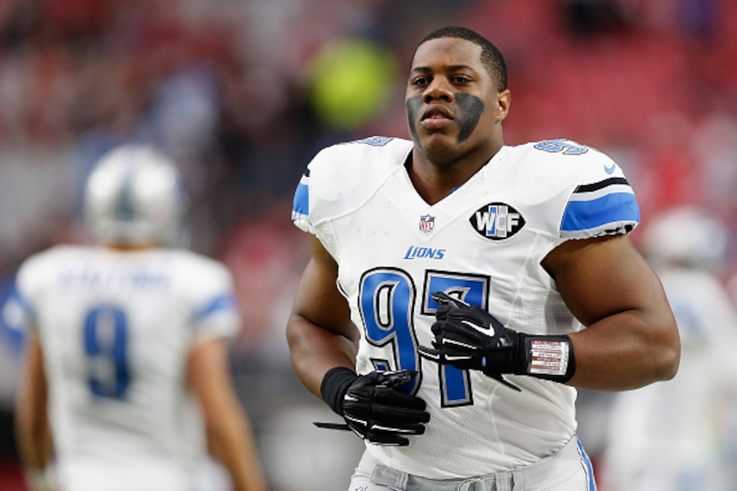 GLENDALE, AZ - NOVEMBER 16:  Defensive tackle Caraun Reid #97 of the Detroit Lions during the NFL game against the Arizona Cardinals at the University of Phoenix Stadium on November 16, 2014 in Glendale, Arizona.  The Cardinals defeated the Lions 14-6.  (