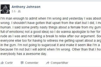 Screenshot of Johnson's Apology on Facebook