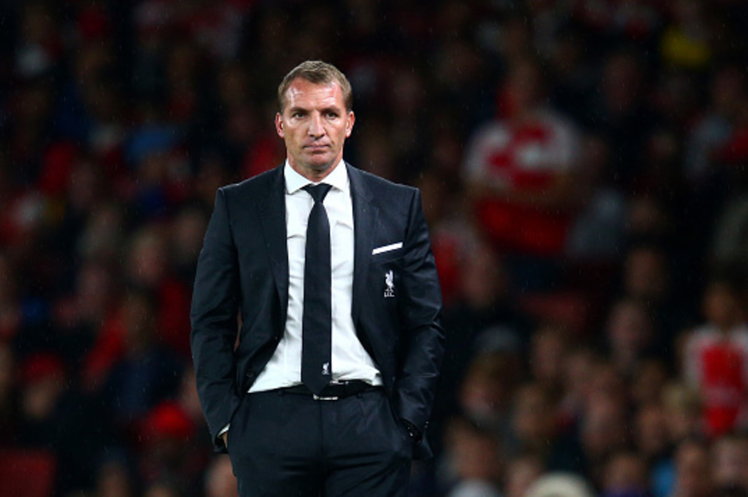 LONDON, ENGLAND - AUGUST 24:  Brendan Rodgers, manager of Liverpool looks on during the Barclays Premier League match between Arsenal and Liverpool at the Emirates Stadium on August 24, 2015 in London, United Kingdom.  (Photo by Clive Mason/Getty Images)