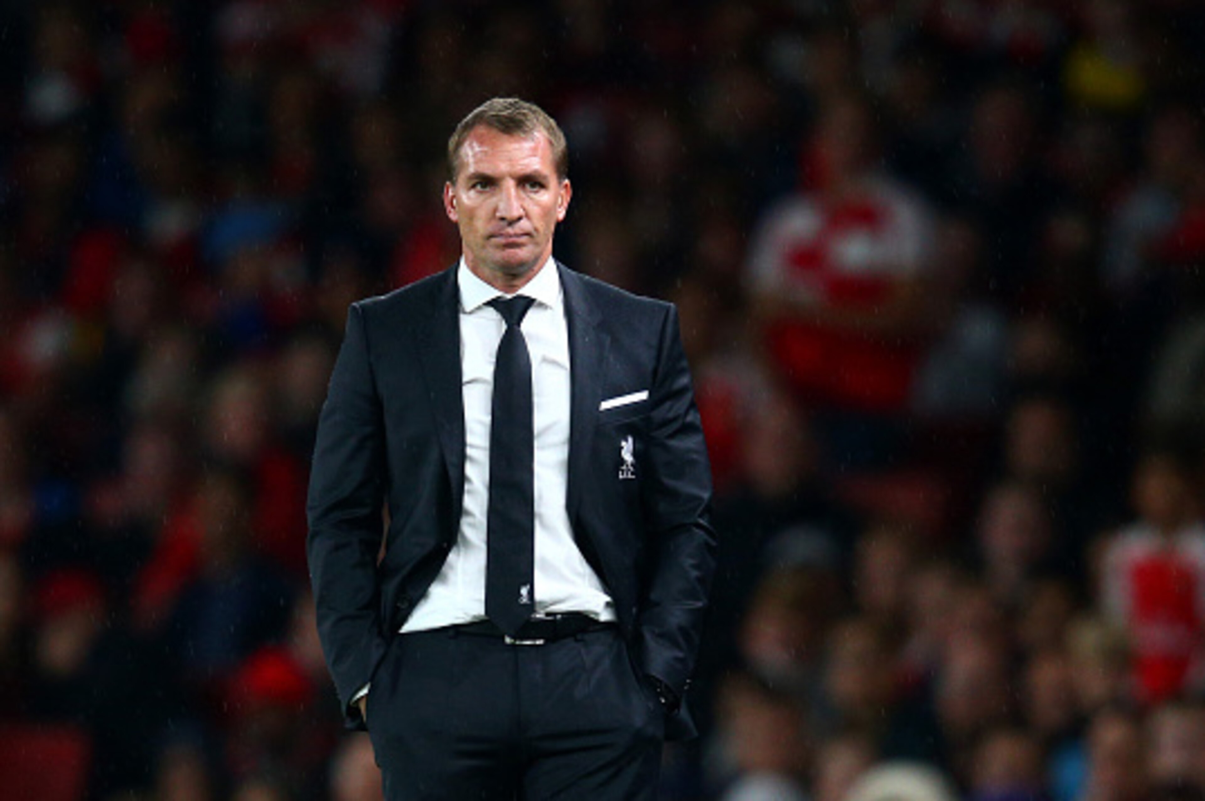 LONDON, ENGLAND - AUGUST 24:  Brendan Rodgers, manager of Liverpool looks on during the Barclays Premier League match between Arsenal and Liverpool at the Emirates Stadium on August 24, 2015 in London, United Kingdom.  (Photo by Clive Mason/Getty Images)
