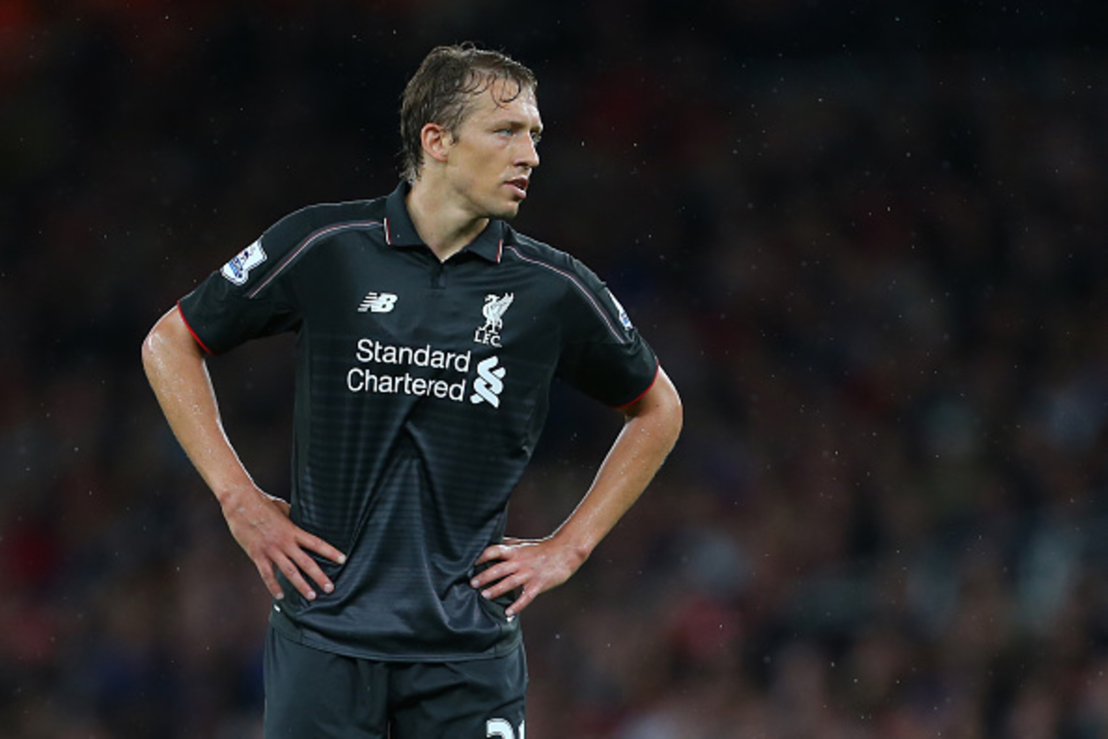 LONDON, ENGLAND - AUGUST 24:  Lucas Leiva of Liverpool during the Barclays Premier League match between Arsenal and Liverpool at the Emirates Stadium on August 24, 2015 in London, United Kingdom.  (Photo by Catherine Ivill - AMA/Getty Images)