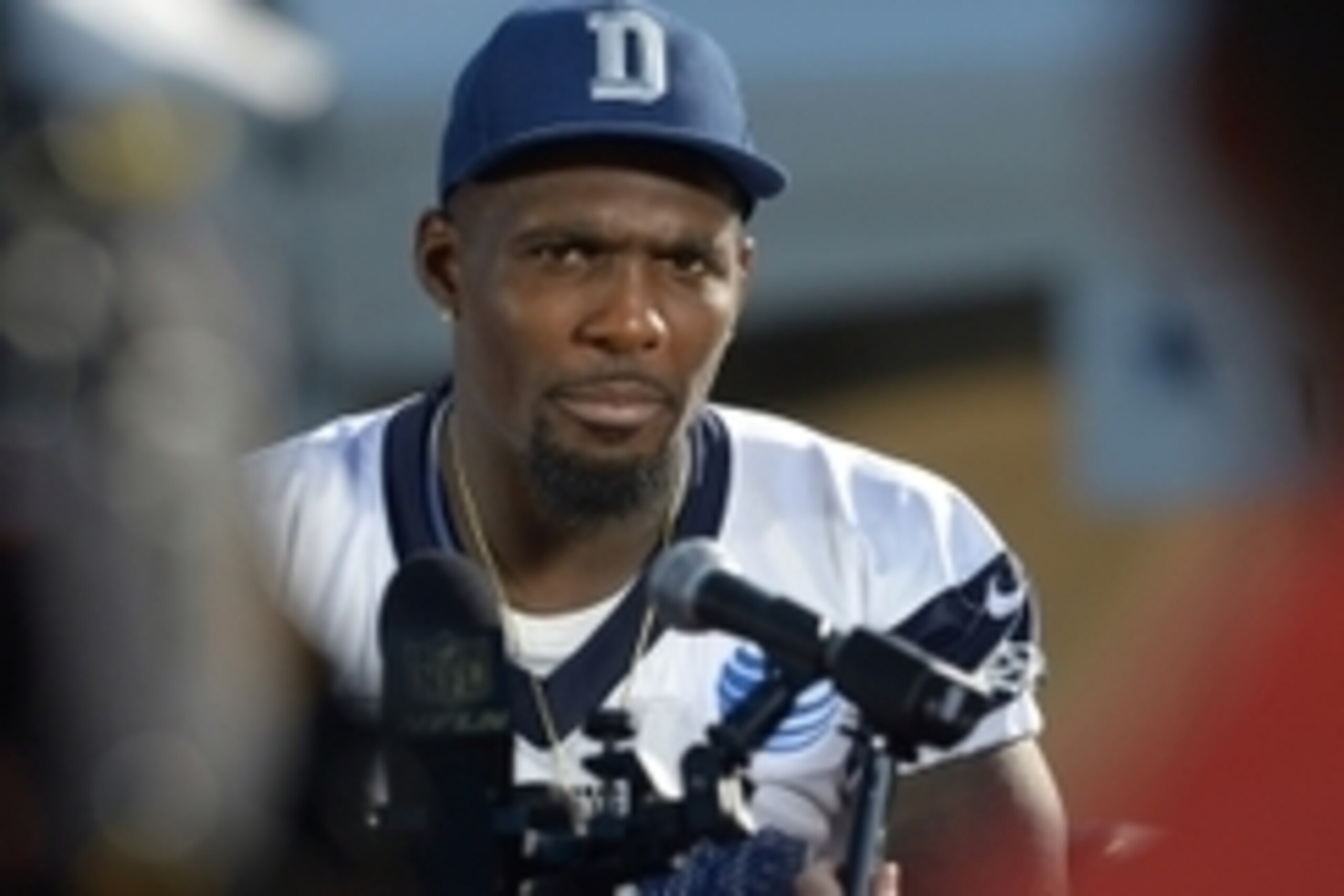 Jul 30, 2015; Oxnard, CA, USA;  Dallas Cowboys wide receiver Dez Bryant (88) speaks to the media after the first day of training camp at River Ridge Fields. Mandatory Credit: Jayne Kamin-Oncea-USA TODAY Sports
