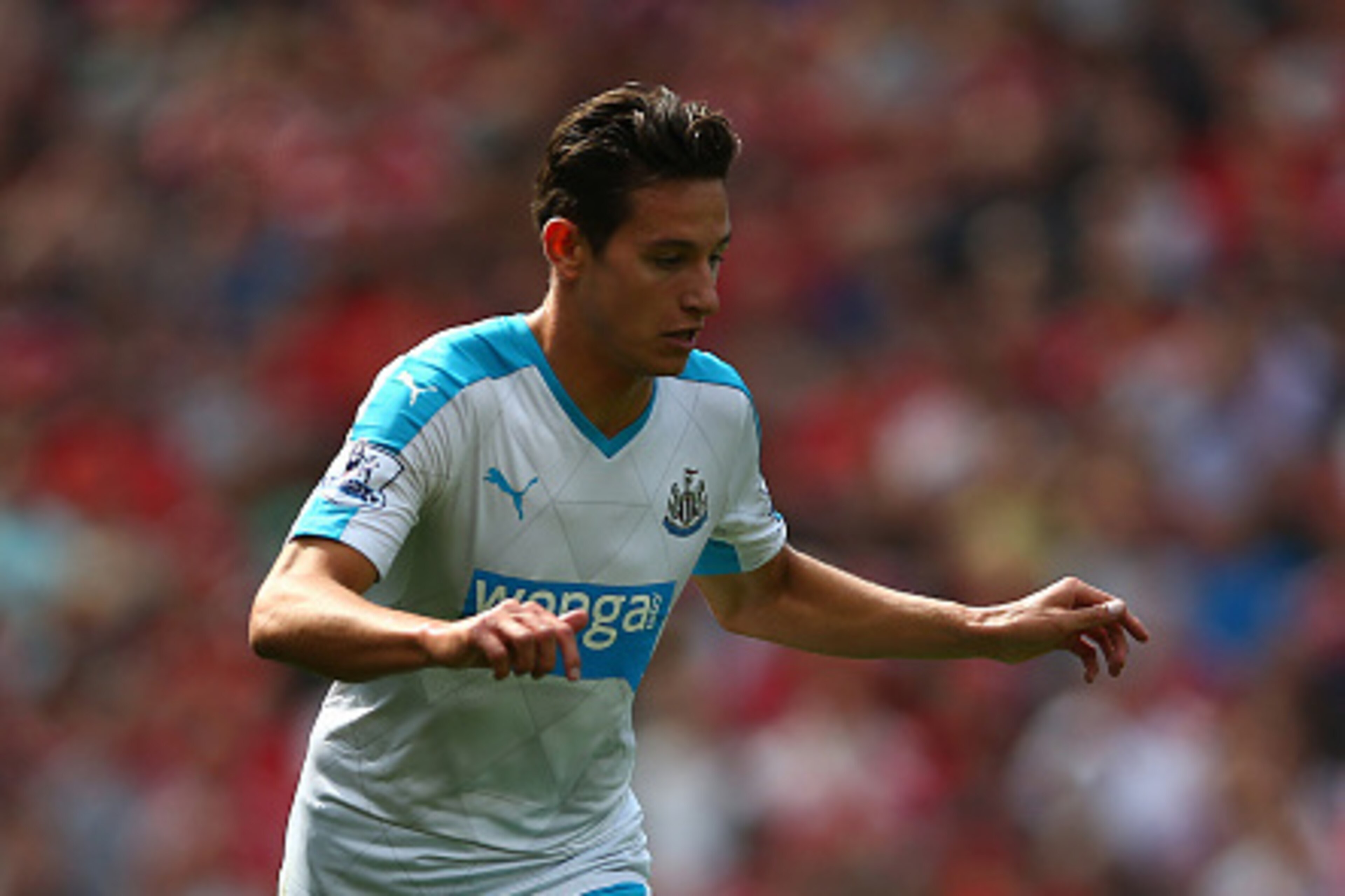 MANCHESTER, ENGLAND - AUGUST 22:  Florian Thauvin of Newcastle United in action during the Barclays Premier League match between Manchester United and Newcastle United at Old Trafford on August 22, 2015 in Manchester, United Kingdom.  (Photo by Clive Brun