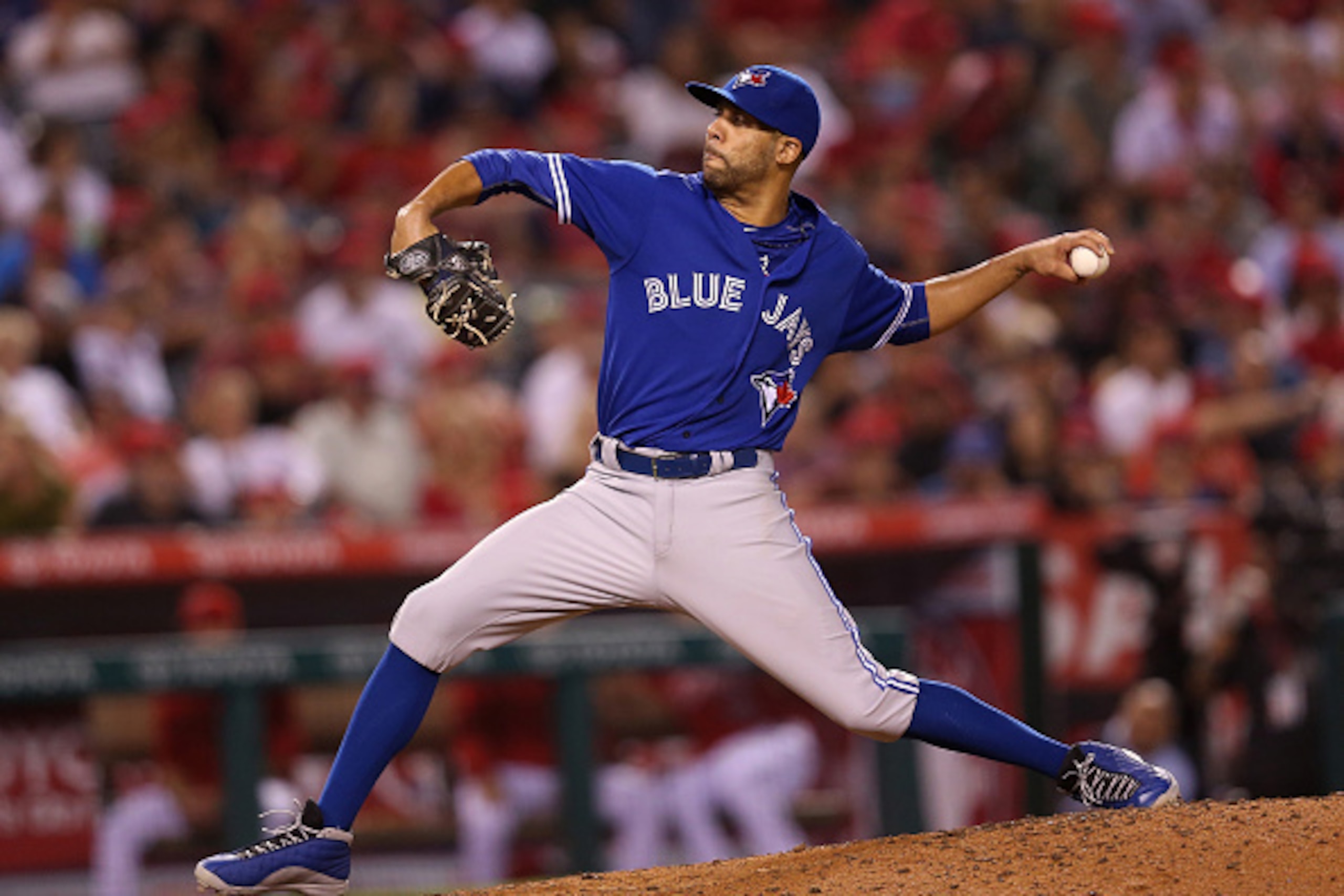 ANAHEIM, CA - AUGUST 21:  David Price #14 of the Toronto Blue Jays throws a pitch against the Los Angeles Angels of Anaheim at Angel Stadium of Anaheim on August 21, 2015 in Anaheim, California.  (Photo by Stephen Dunn/Getty Images)