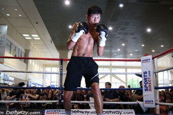 NOTTINGHAM, ENGLAND - MAY 26:  Jamie McDonnell works out prior to the IBF and WBA super-middleweight champion Carl Froch work out at Broadmarsh Shopping Centre on May 26, 2014 in Nottingham, England.  (Photo by Jan Kruger/Getty Images)