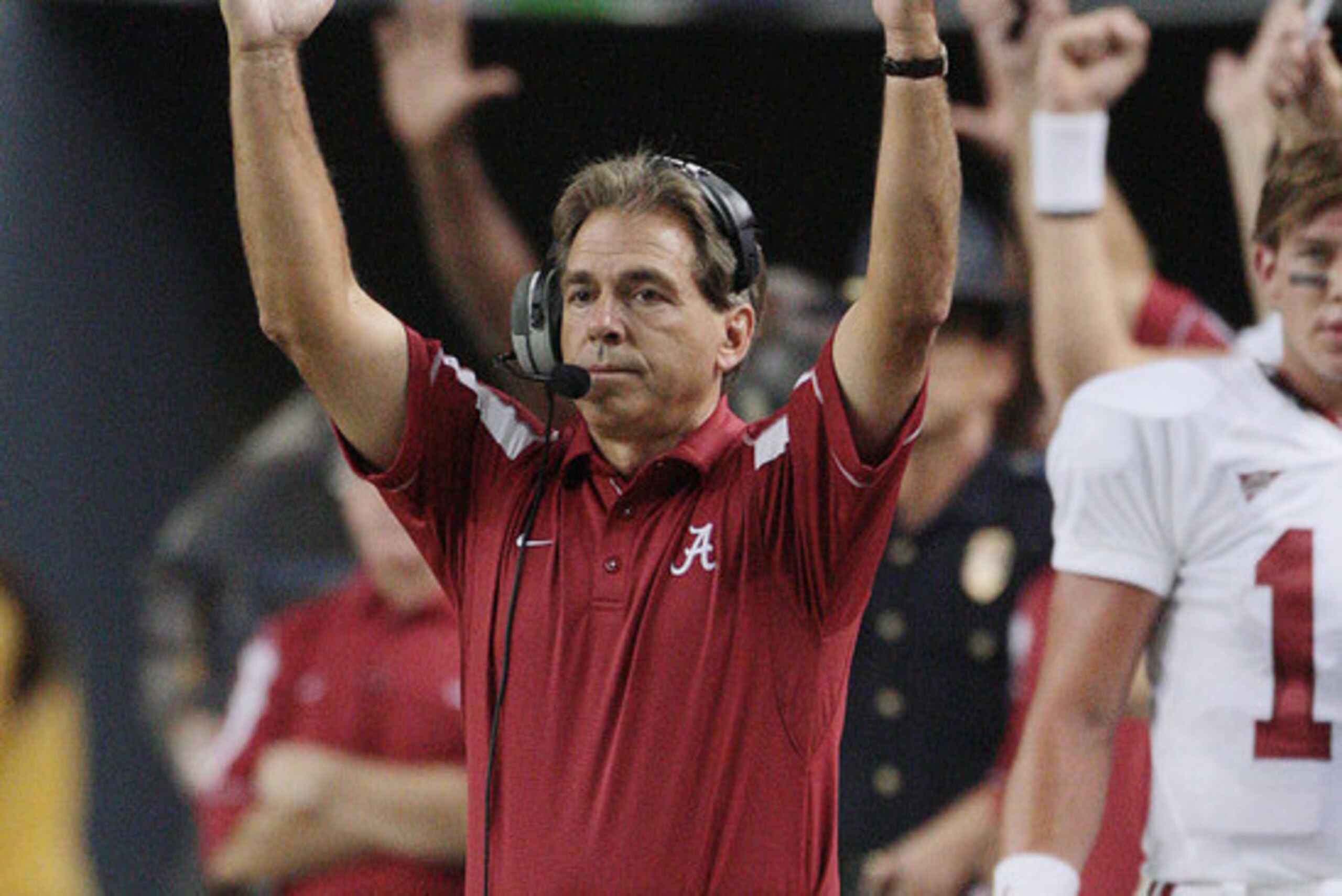 Alabama head coach Nick Saban at the 2008 Chick-fil-A Kickoff Game.