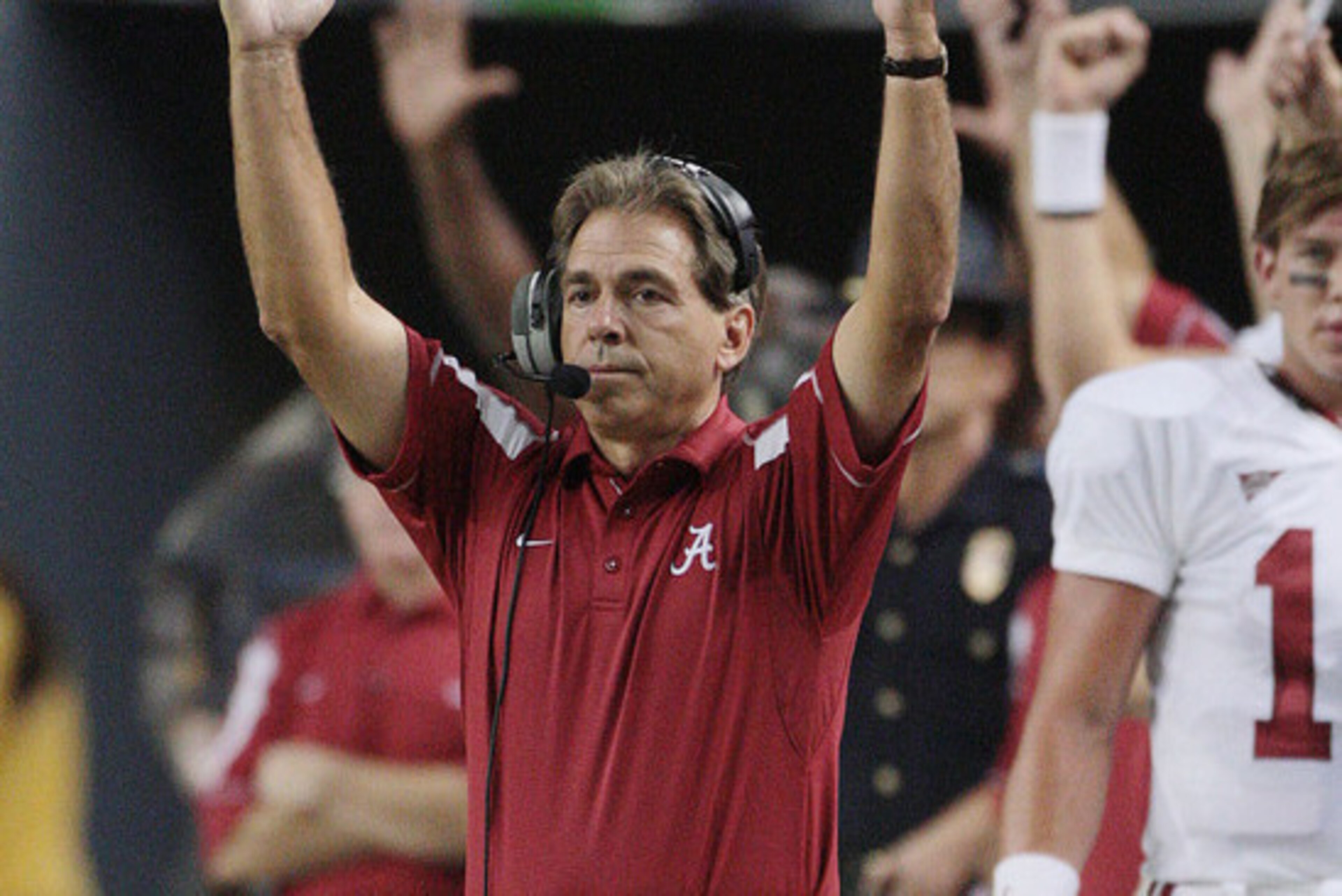 Alabama head coach Nick Saban at the 2008 Chick-fil-A Kickoff Game.