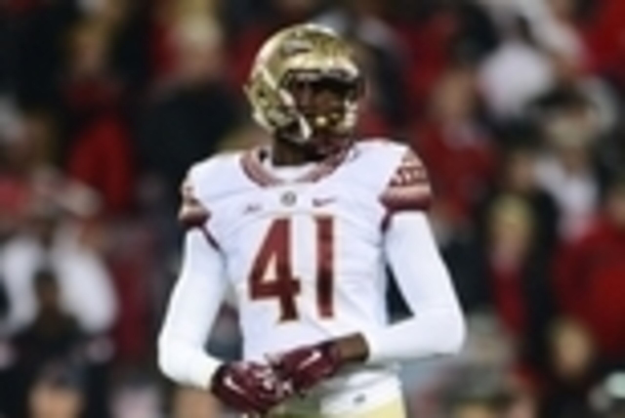 Oct 30, 2014; Louisville, KY, USA; Florida State Seminoles defensive end Lorenzo Featherston (41) against the Louisville Cardinals at Papa John's Cardinal Stadium. Mandatory Credit: Andrew Weber-USA TODAY Sports